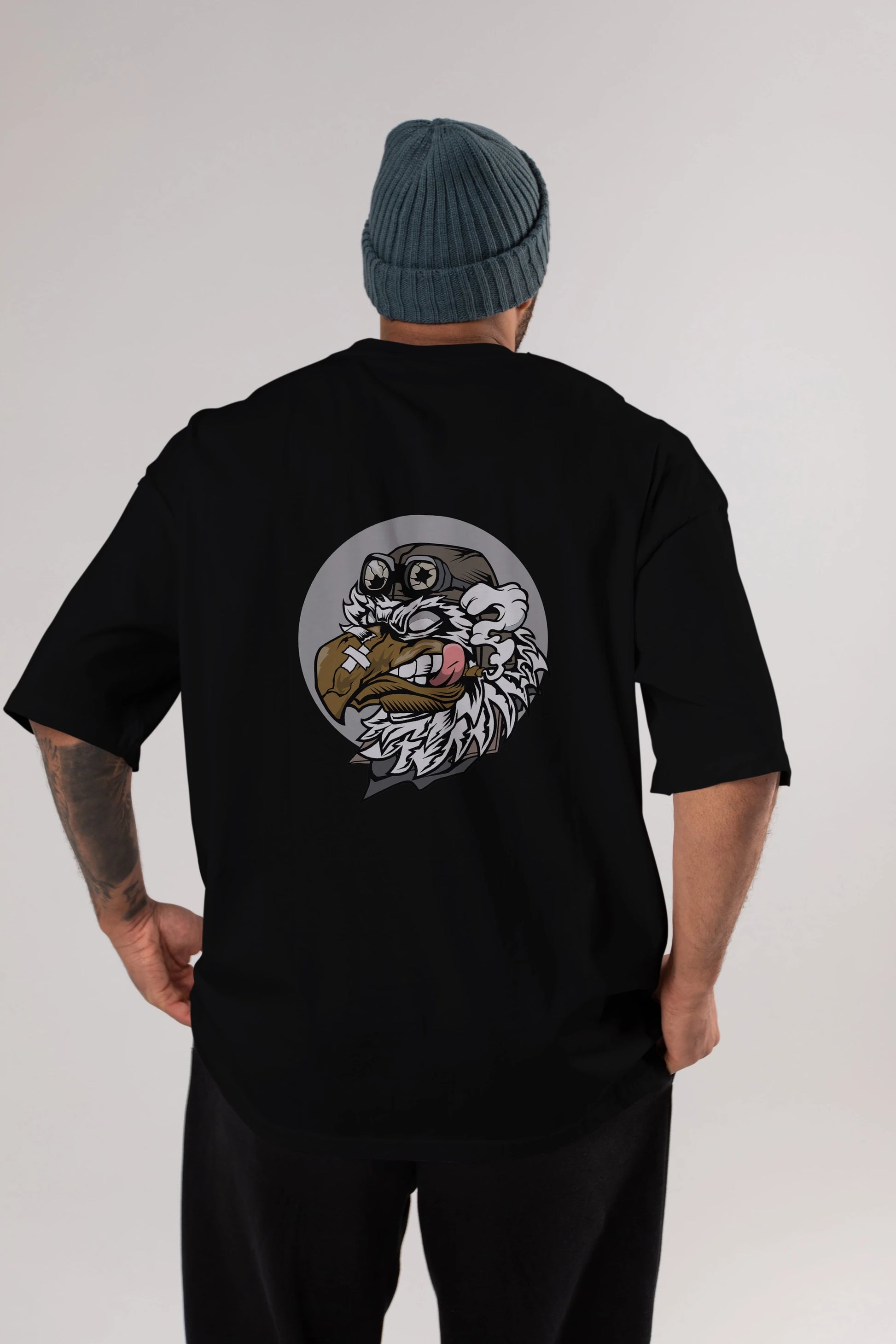 Bird Pilot Arka Baskılı Oversize t-shirt Erkek Kadın Unisex %100 Pamuk tişort