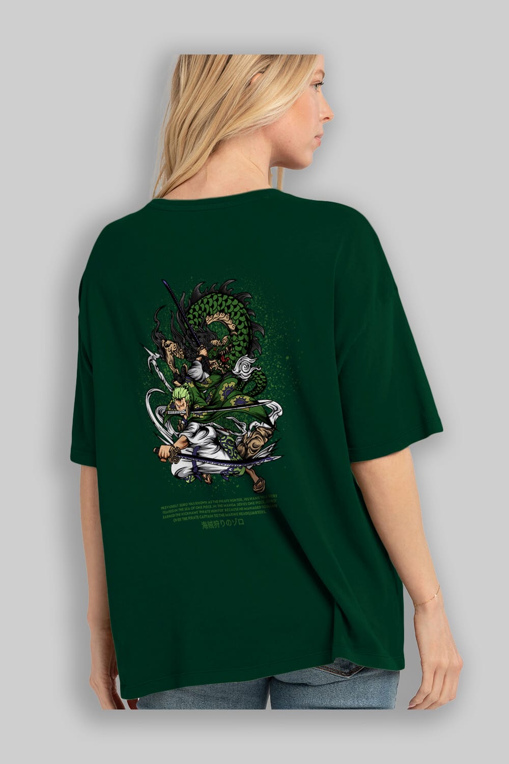 Zoro-ONE PIECE Anime Arka Baskılı Oversize t-shirt Erkek Kadın Unisex