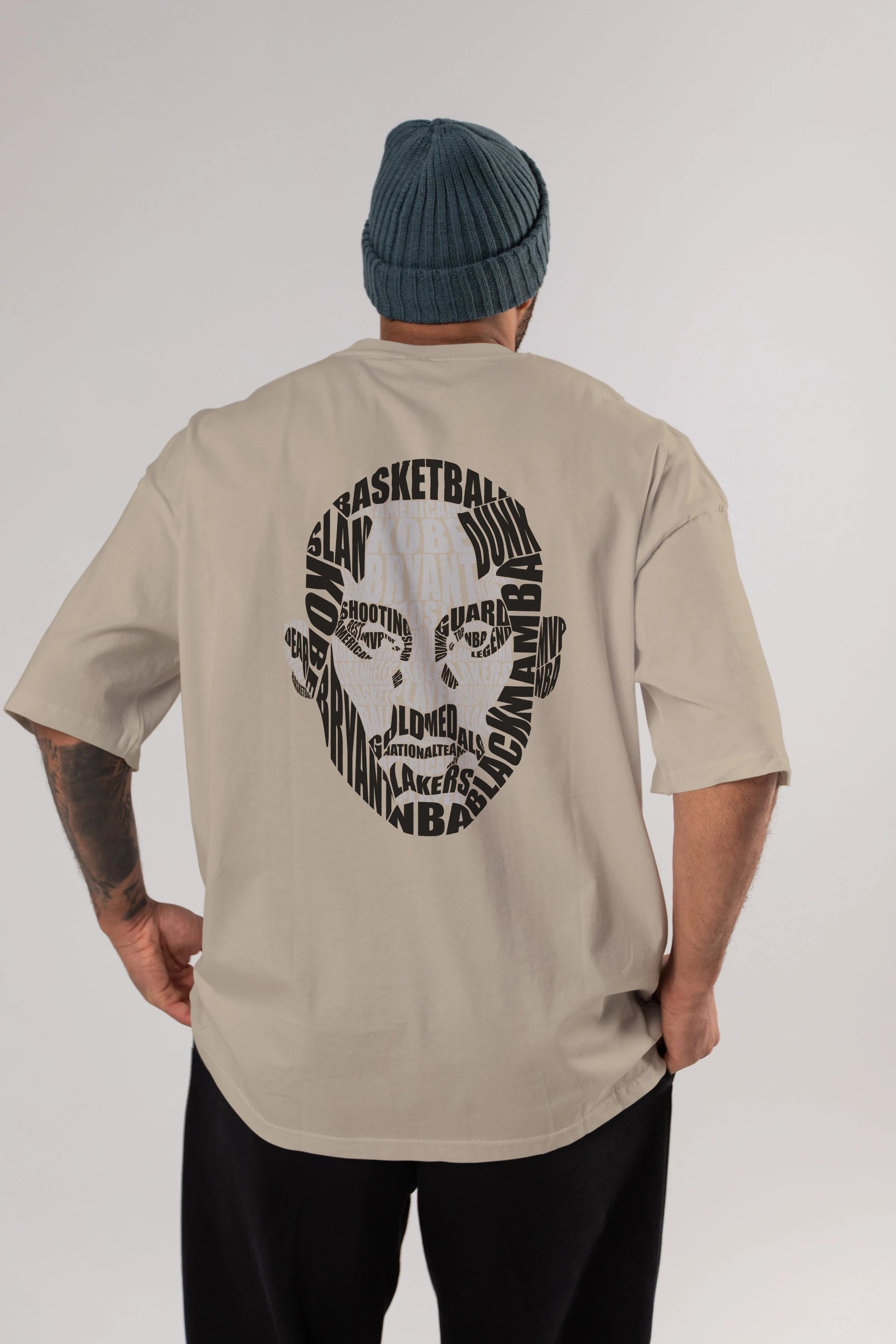 Kobe Bryan Calligram Arka Baskılı Oversize t-shirt %100 pamuk Erkek Kadın Unisex