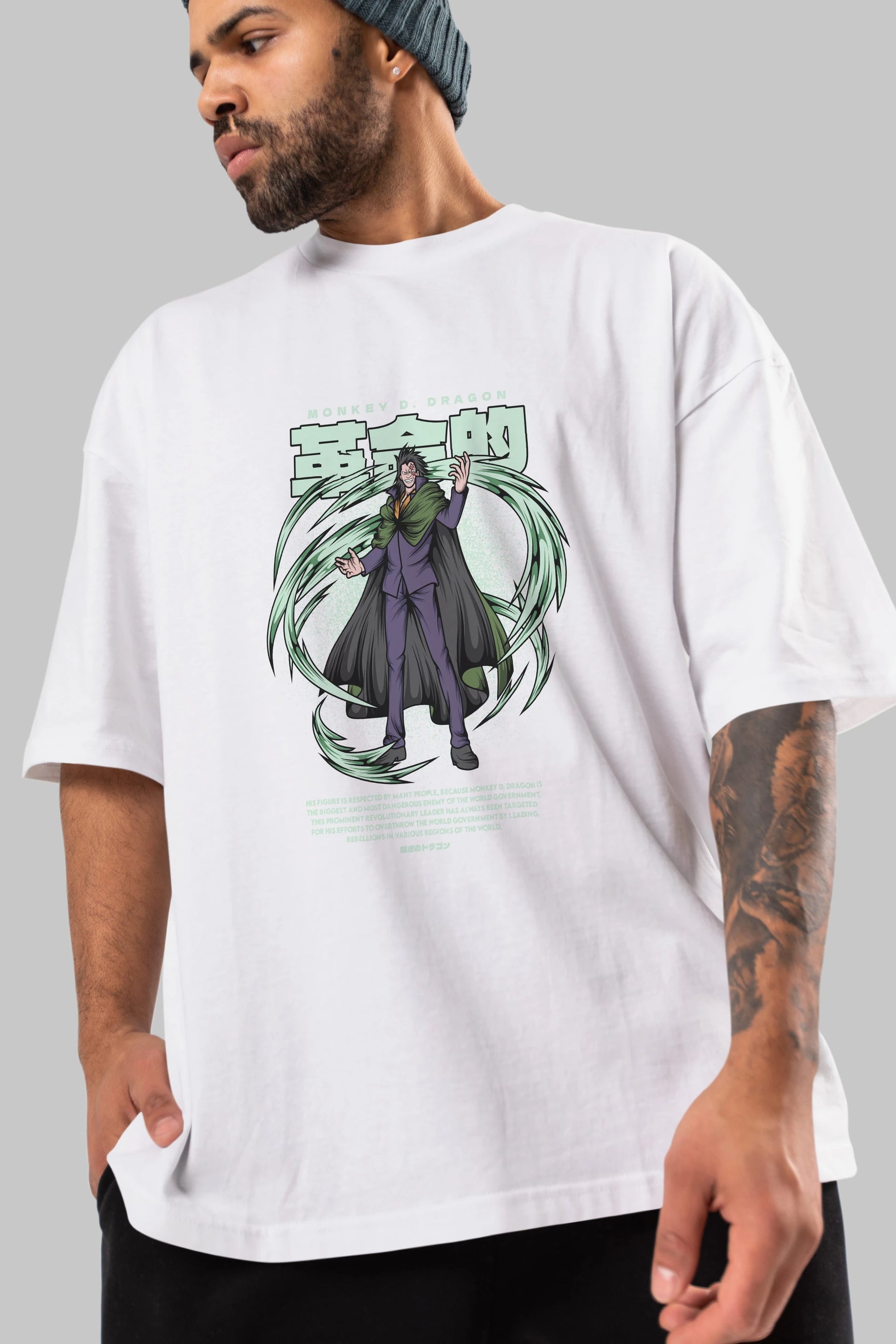 Monkey D. Dragon Anime Ön Baskılı Oversize t-shirt %100 pamuk Erkek Kadın Unisex