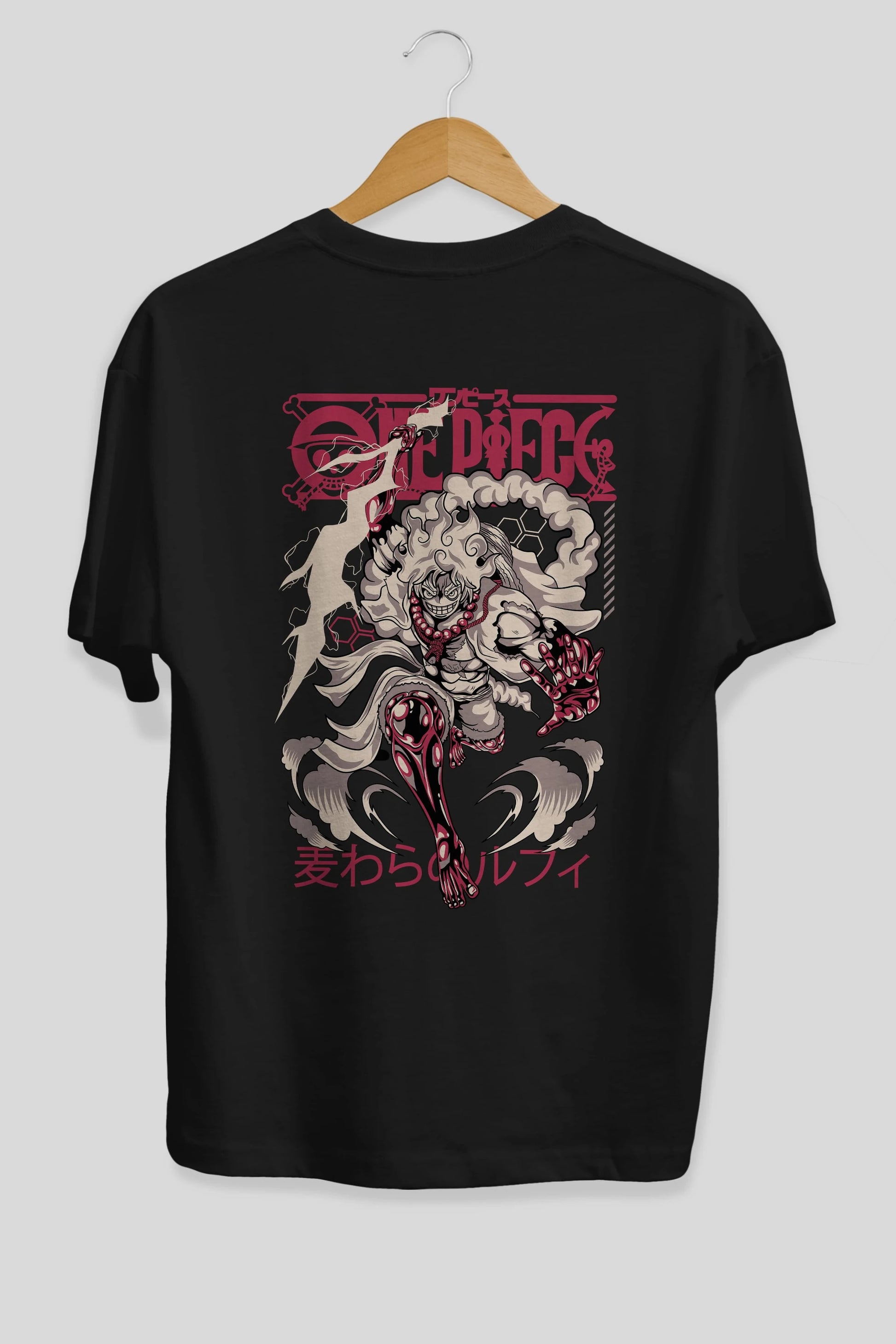 MONKEY D. LUFF-ONE PIECE 1 Anime Arka Baskılı Oversize t-shirt Erkek Kadın Unisex