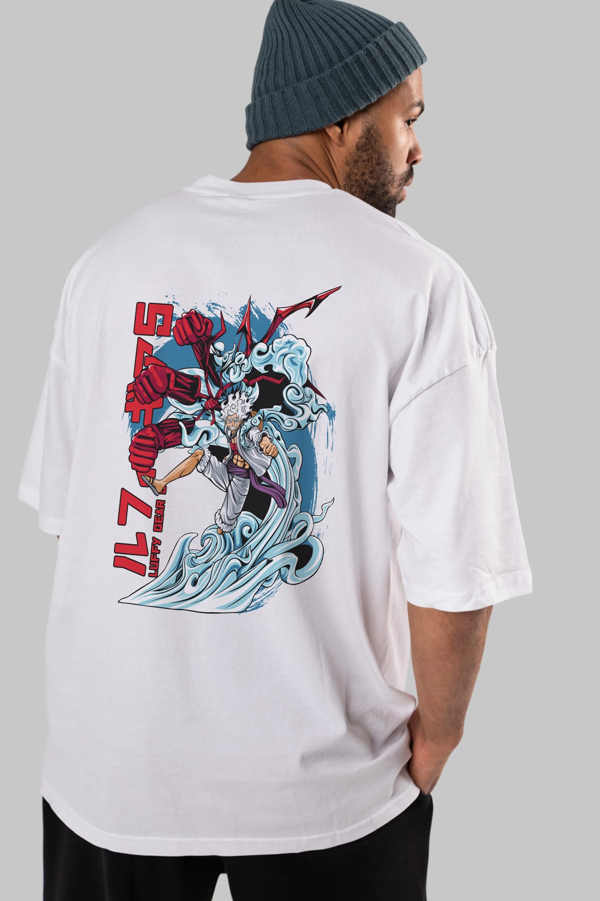 MONKEY D. LUFFY GEAR5 2 Anime Arka Baskılı Oversize t-shirt Erkek Kadın Unisex