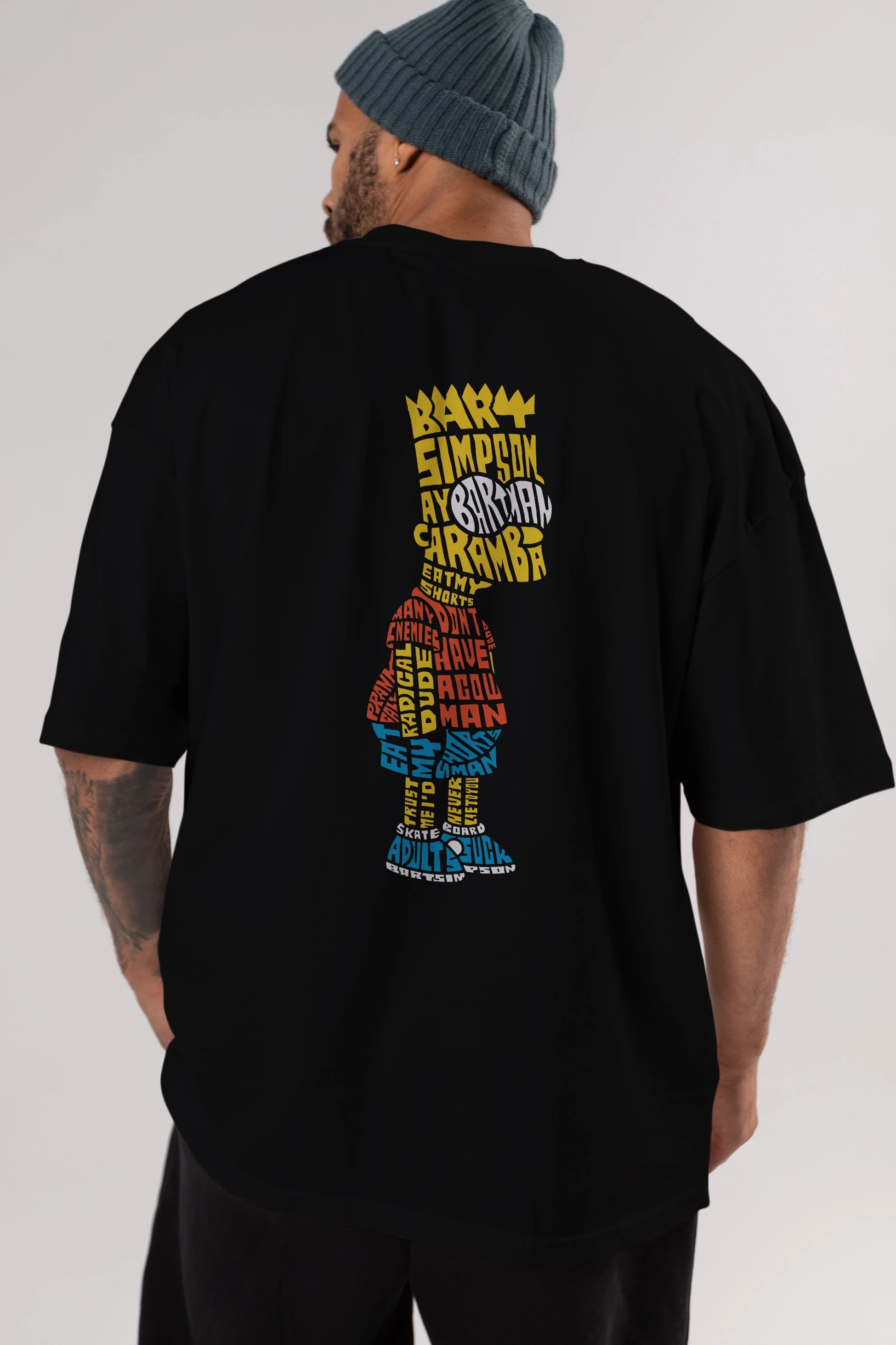 Bart Simpson Arka Baskılı Oversize t-shirt %100 pamuk Erkek Kadın Unisex