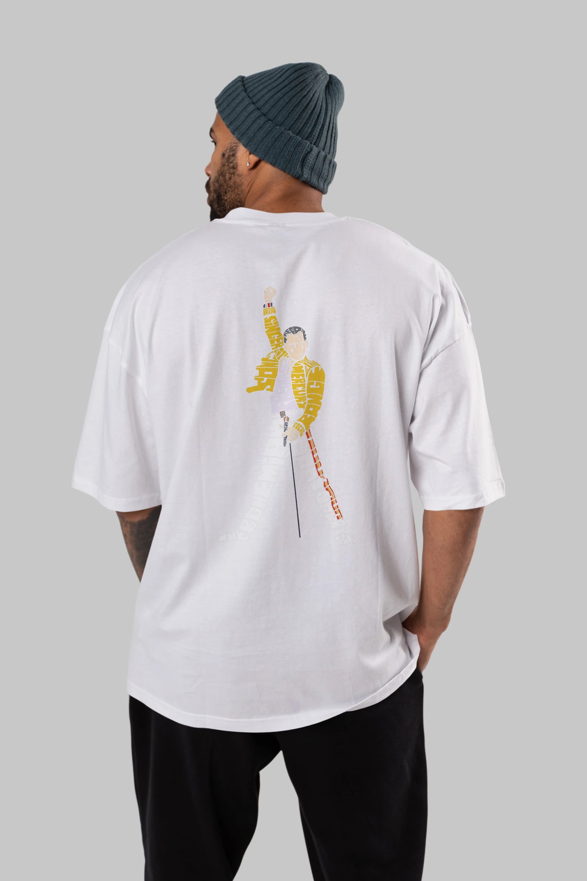 Freddy Mercury Arka Baskılı Oversize t-shirt %100 pamuk Erkek Kadın Unisex