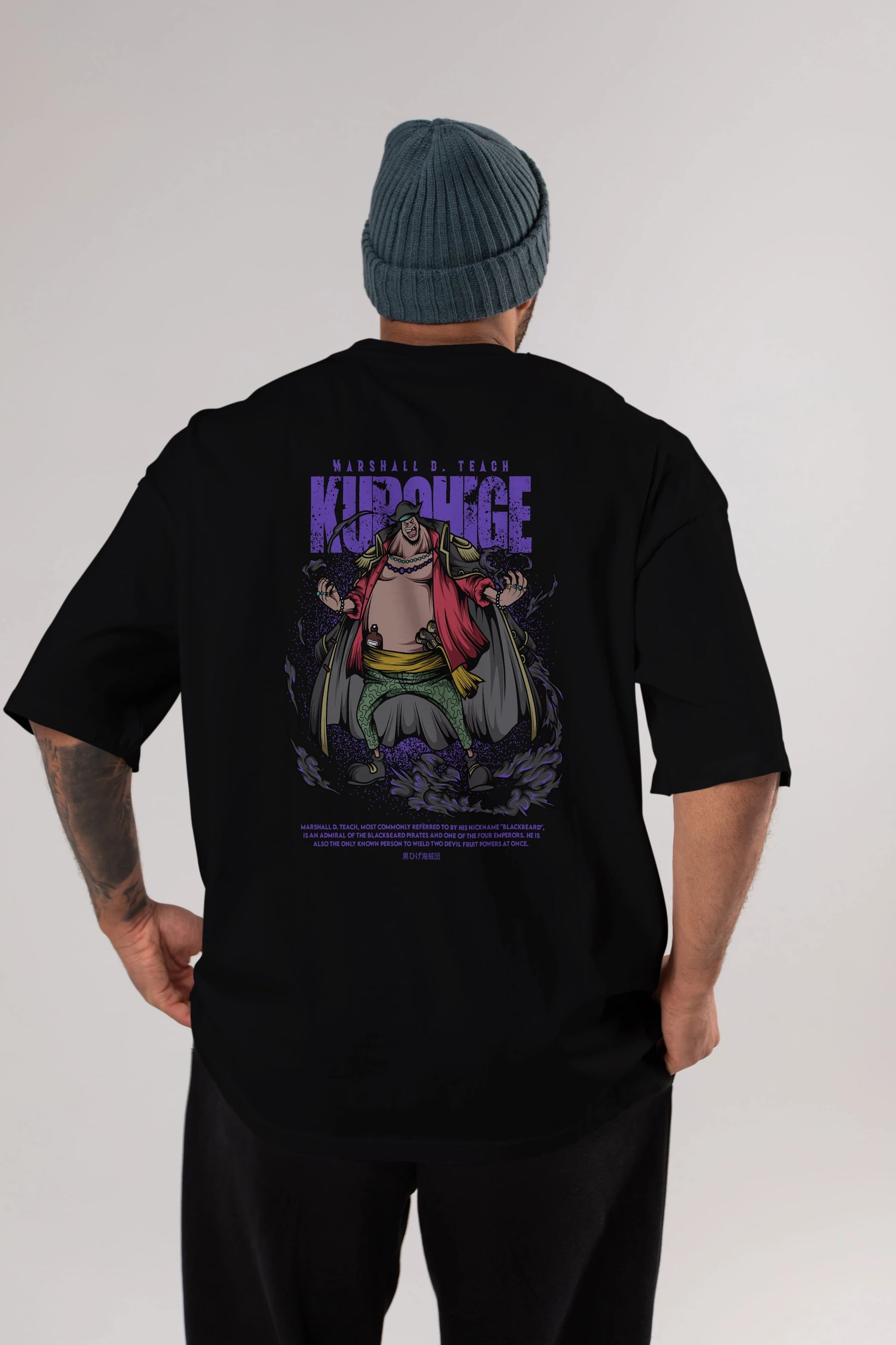 Marshall D. Teach Anime Arka Baskılı Oversize t-shirt Erkek Kadın Unisex