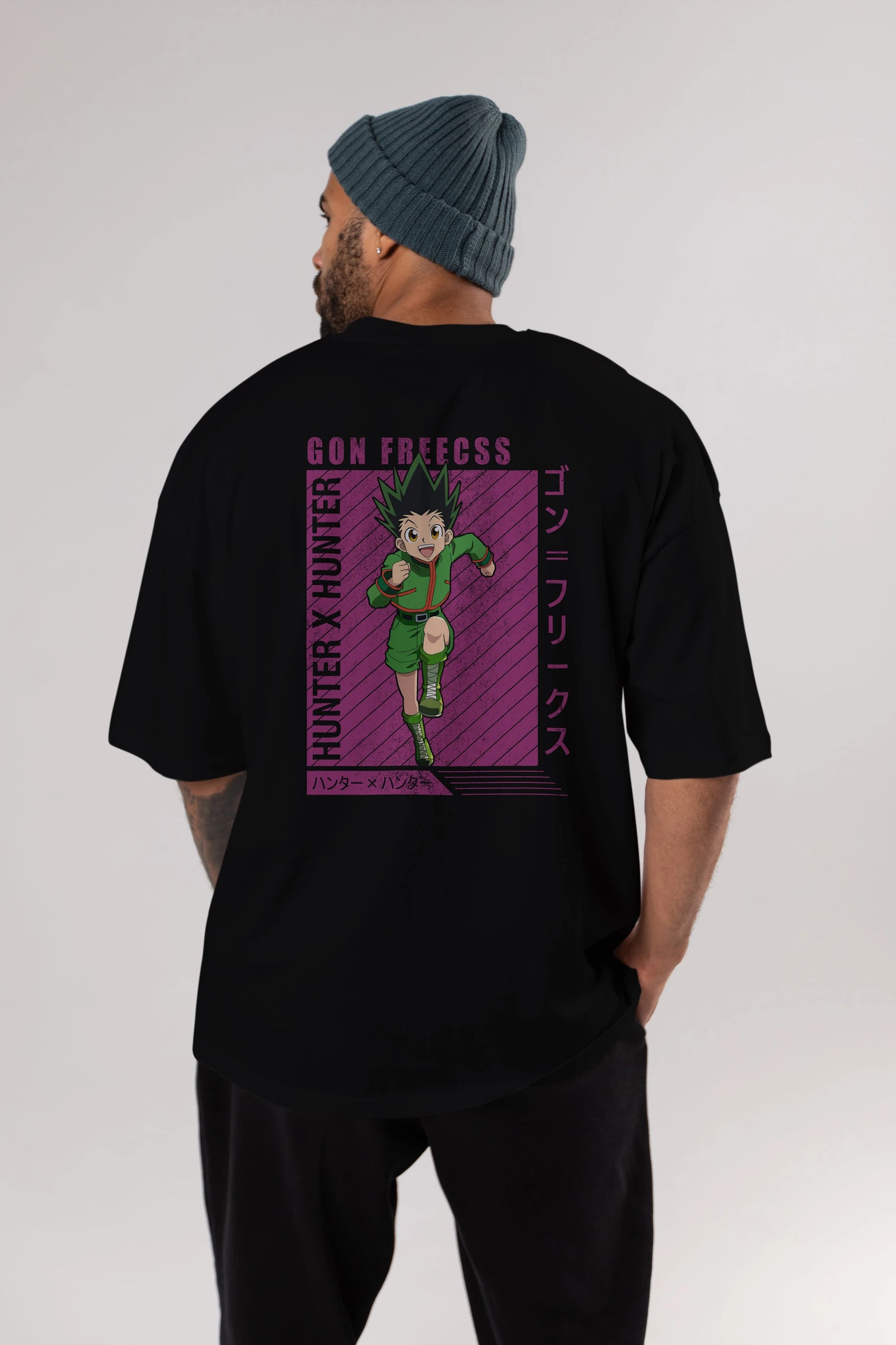 Gon Freecss HUNTER X HUNTER 3 Anime Arka Baskılı Oversize t-shirt Erkek Kadın Unisex