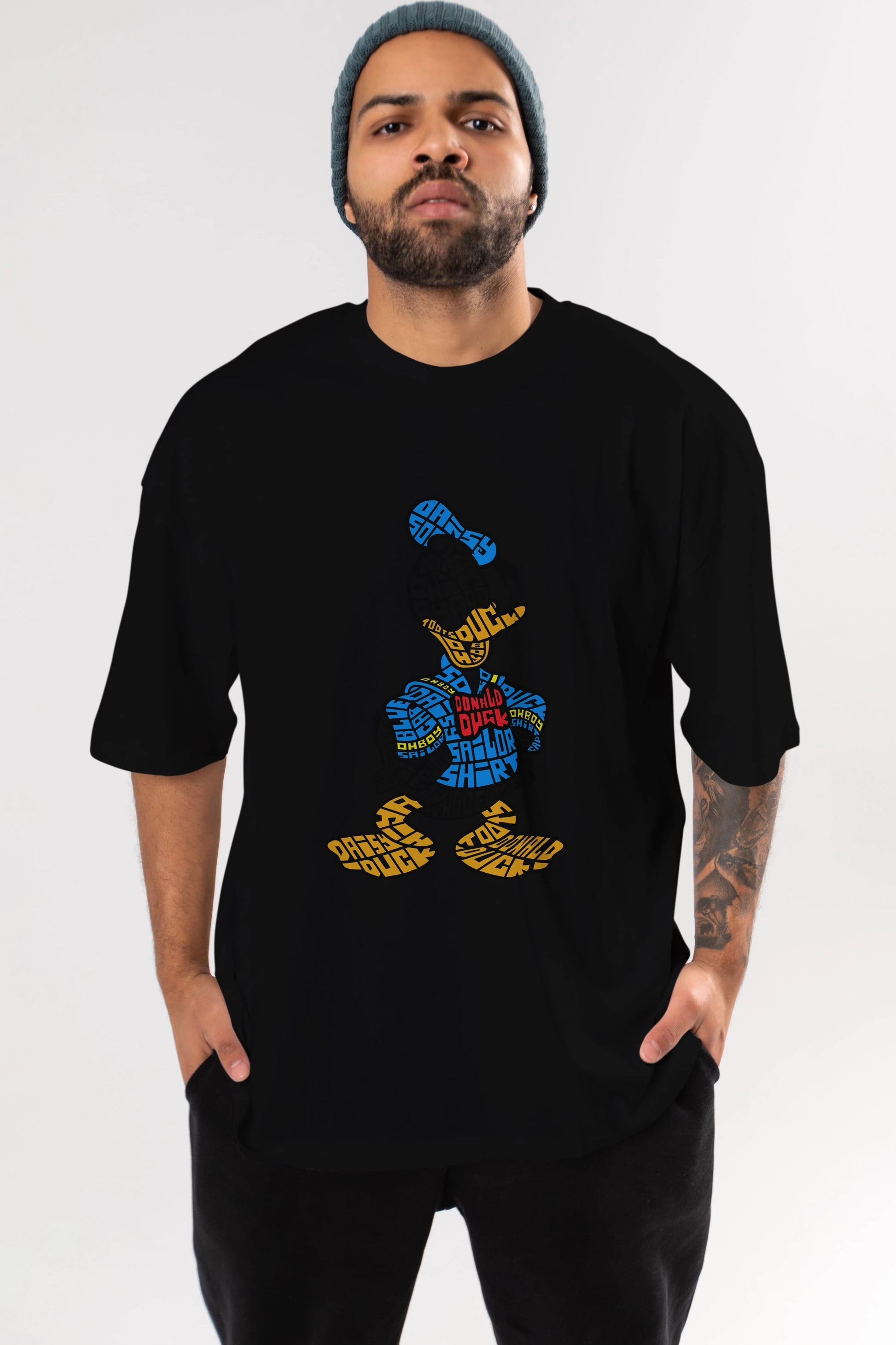 Donald Ön Baskılı Oversize t-shirt %100 pamuk Erkek Kadın Unisex