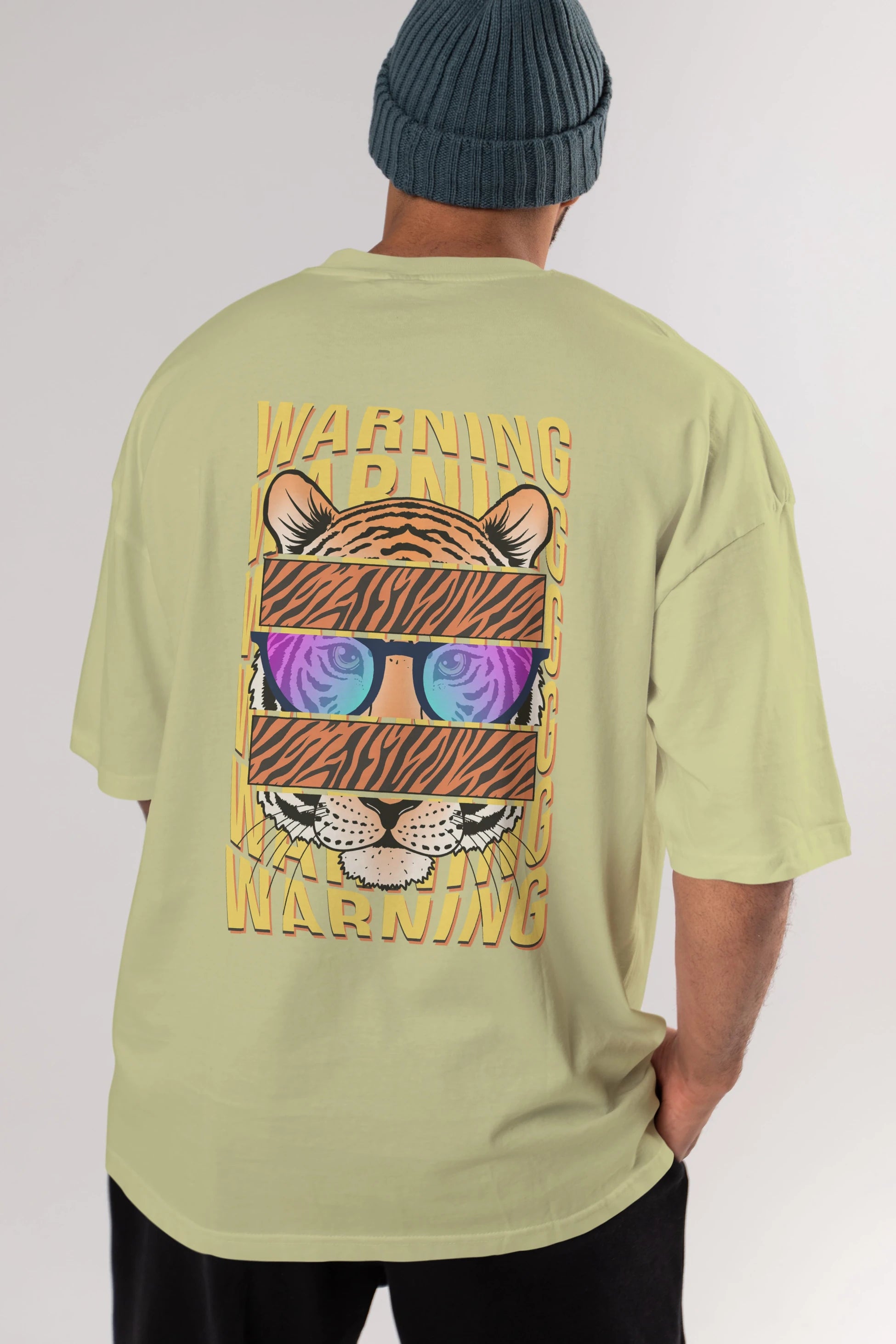 Warning Yazılı Arka Baskılı Oversize t-shirt Erkek Kadın Unisex