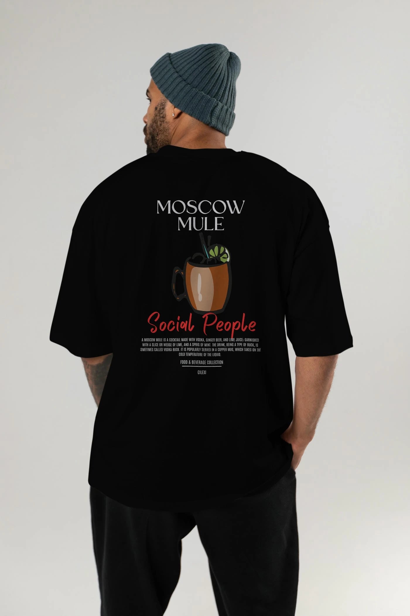 Moscow Mule Kokteyl Serisi Baskılı Oversize t-shirt Erkek Kadın Unisex %100 Pamuk Bisiklet Yaka tişort