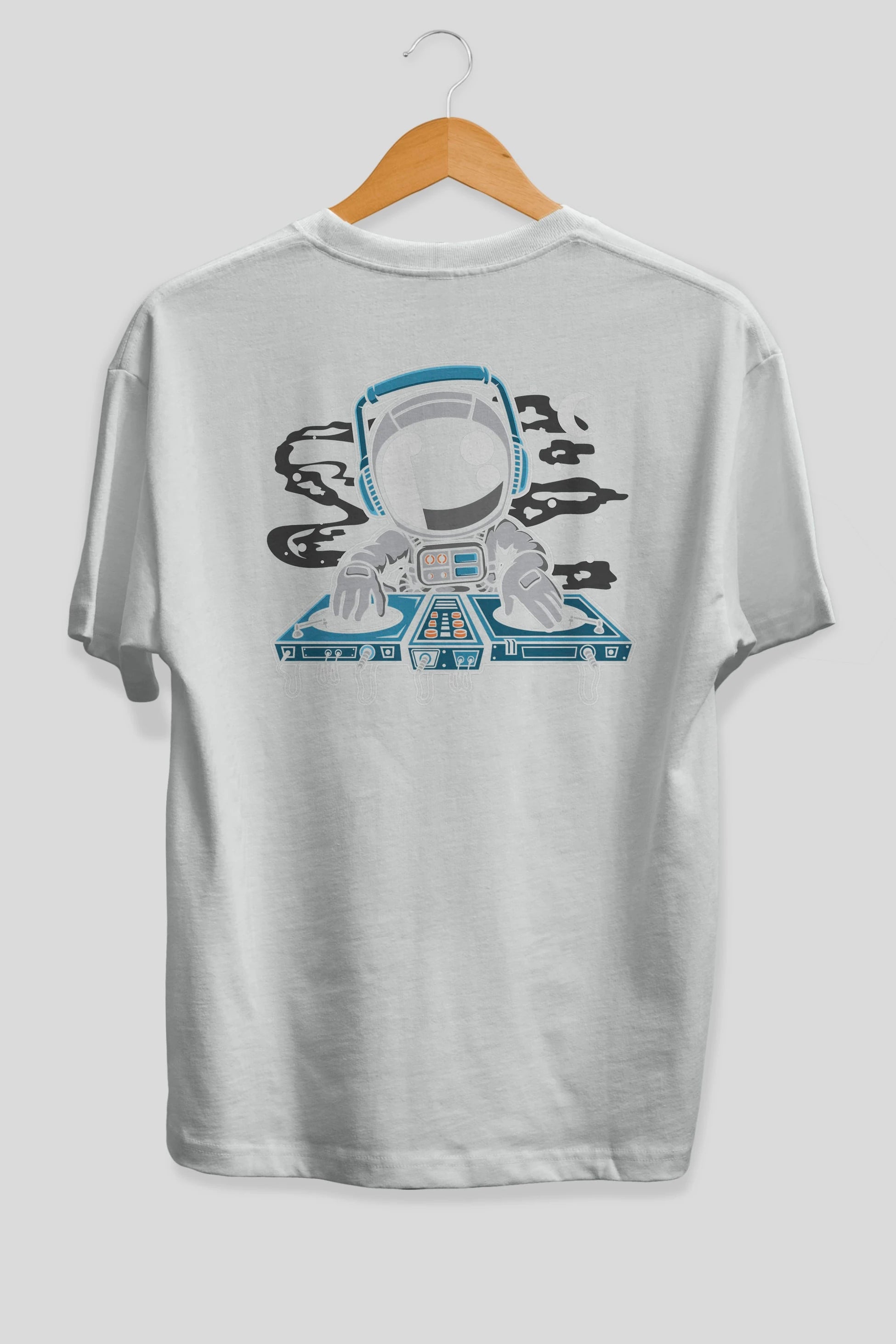 Astronaut Turntable Arka Baskılı Oversize t-shirt Erkek Kadın Unisex
