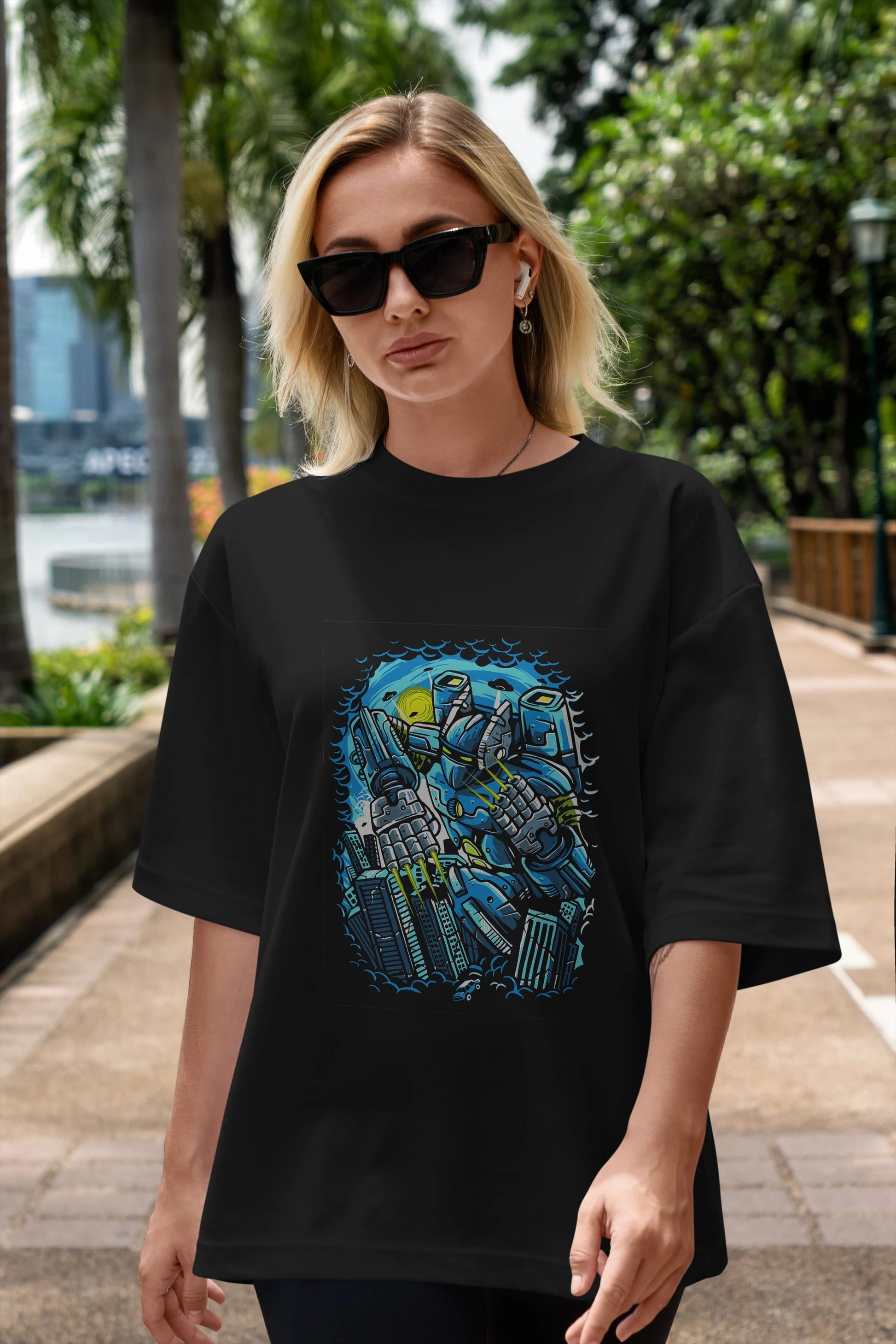 Destroy The City Ön Baskılı Oversize t-shirt Erkek Kadın Unisex %100 Pamuk tişort