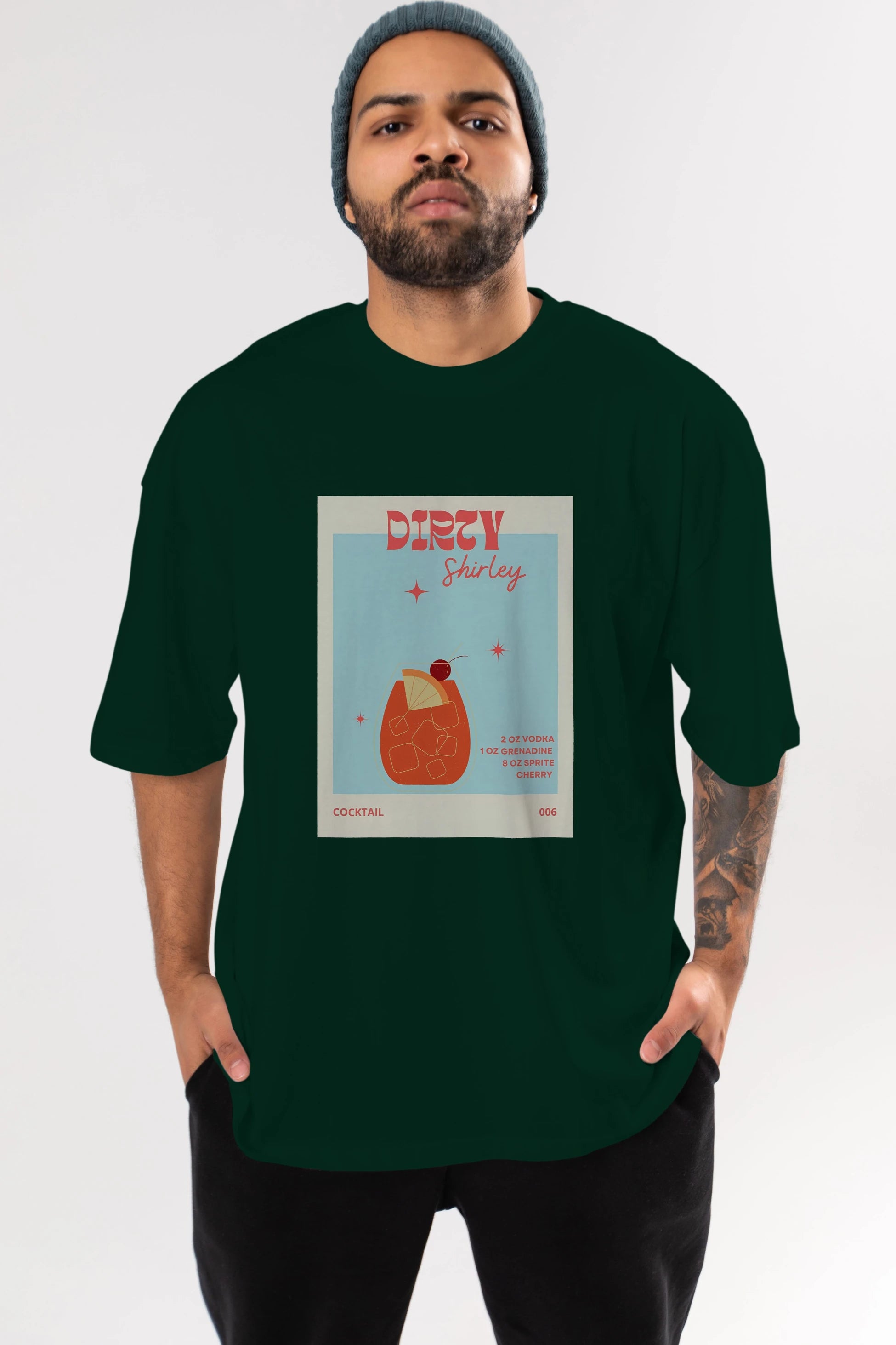Dirty Shirley Ön Baskılı Oversize t-shirt Erkek Kadın Unisex %100 Pamuk Bisiklet Yaka tişort