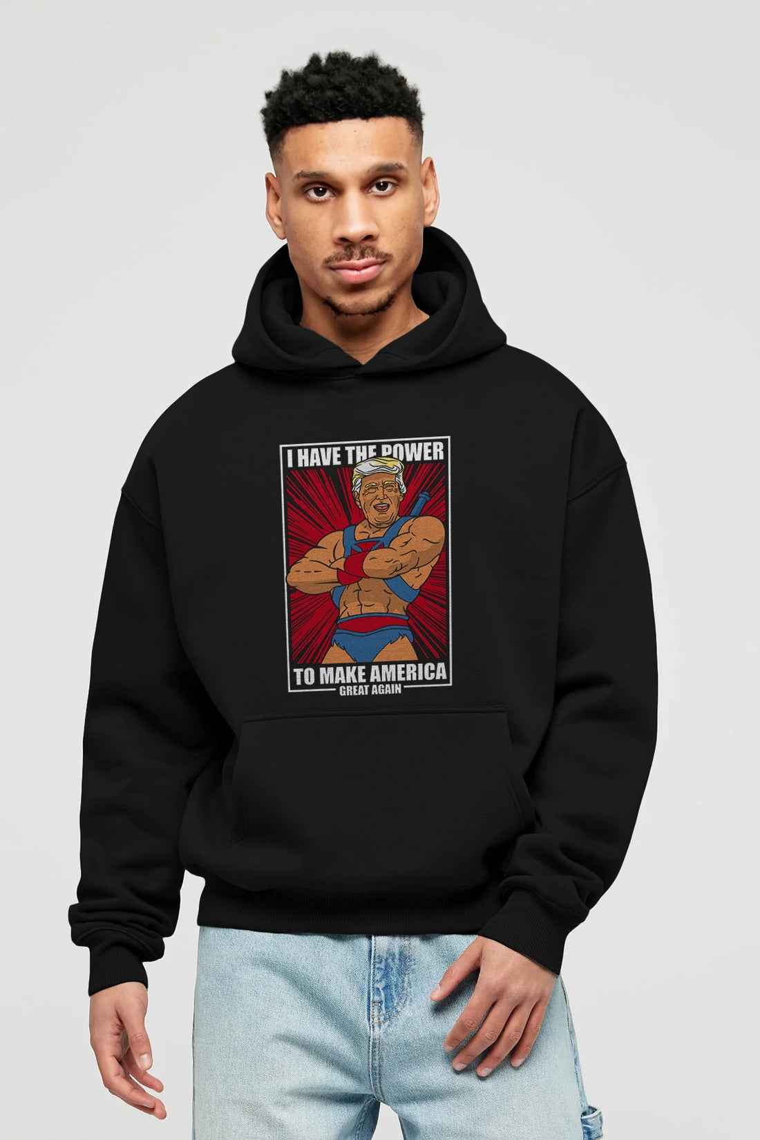 Trump Heman Ön Baskılı Hoodie Oversize Kapüşonlu Sweatshirt Erkek Kadın Unisex