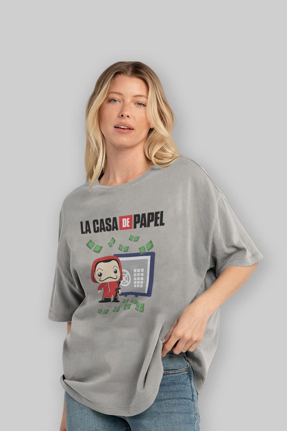 La Casa De Papel (4) Ön Baskılı Oversize t-shirt Erkek Kadın Unisex %100 Pamuk Bisiklet Yaka tişort
