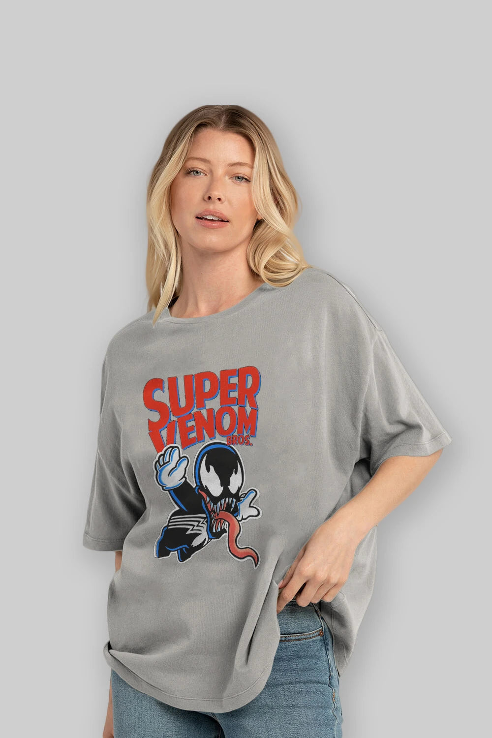 Super Venom Ön Baskılı Oversize t-shirt Erkek Kadın Unisex %100 Pamuk Bisiklet Yaka tişort