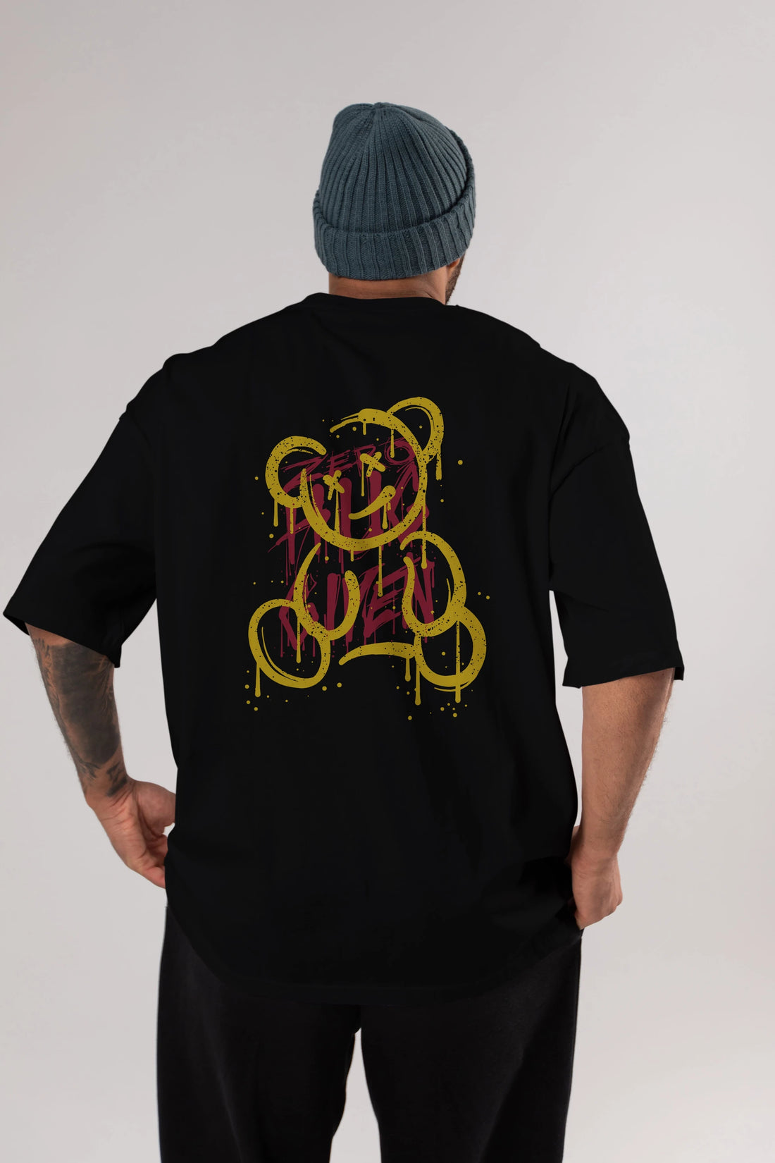 Zero Hug Bear Arka Baskılı Oversize t-shirt Erkek Kadın Unisex