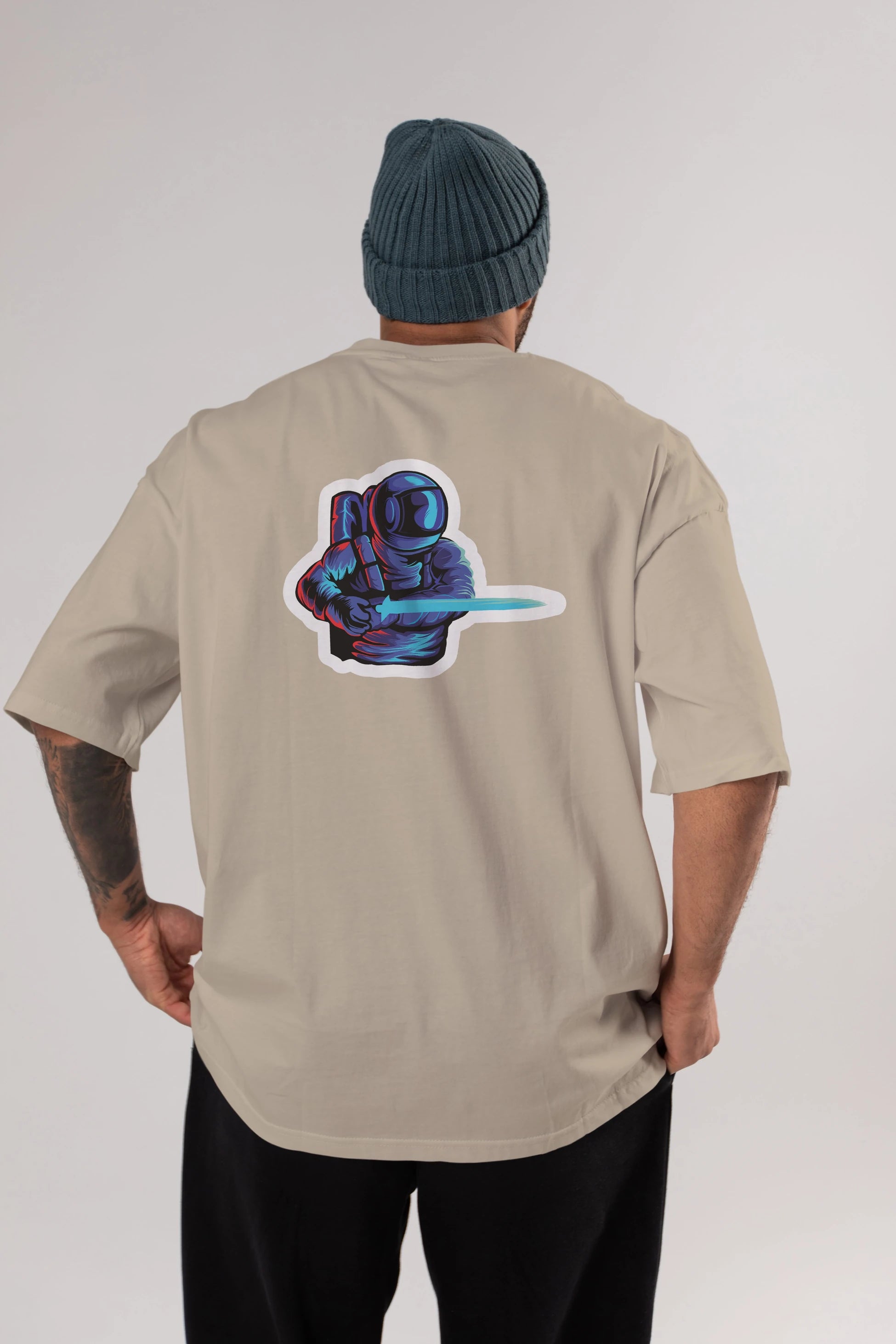 Astro Knight Sticker Arka Baskılı Oversize t-shirt Erkek Kadın Unisex
