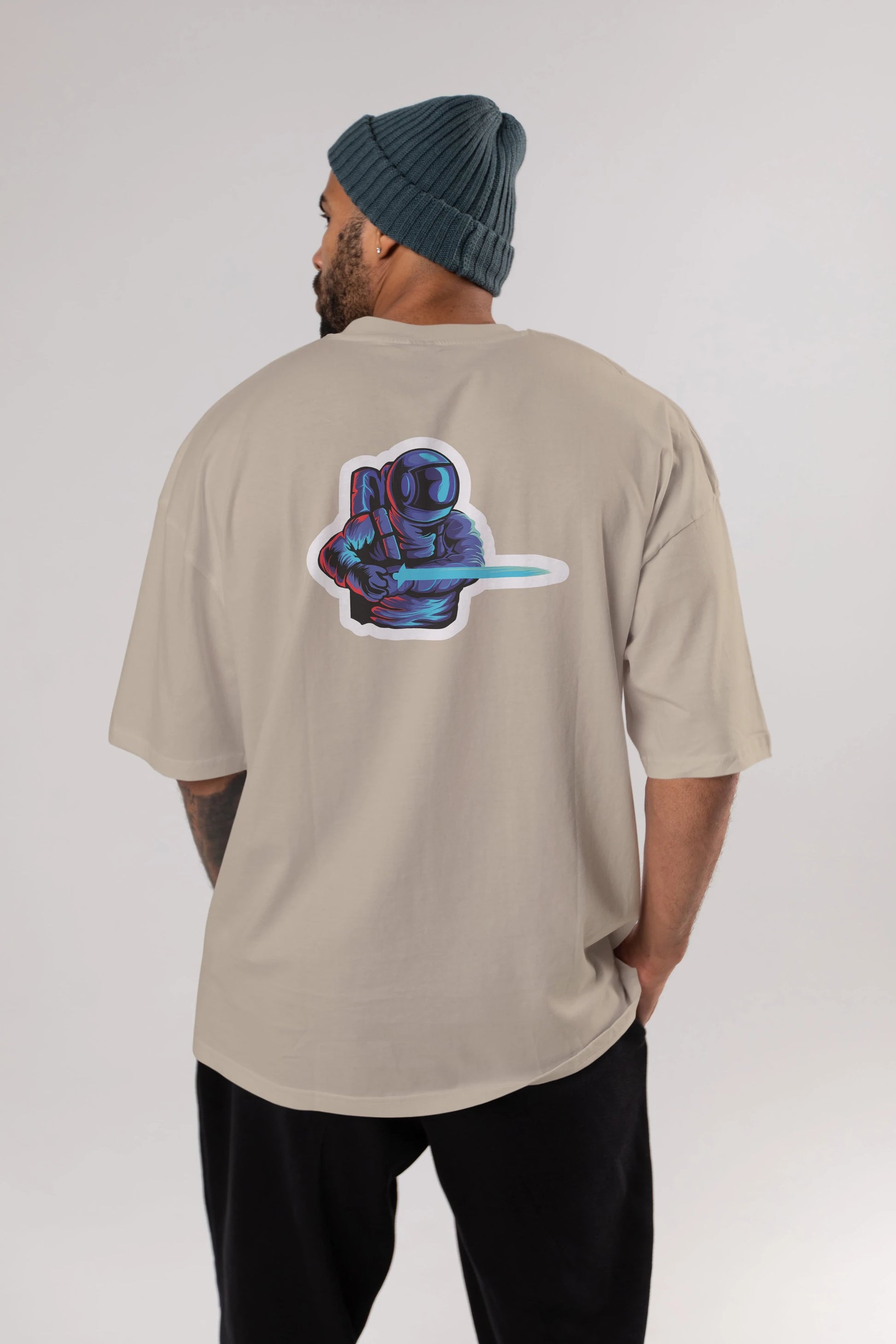 Astro Knight Sticker Arka Baskılı Oversize t-shirt Erkek Kadın Unisex