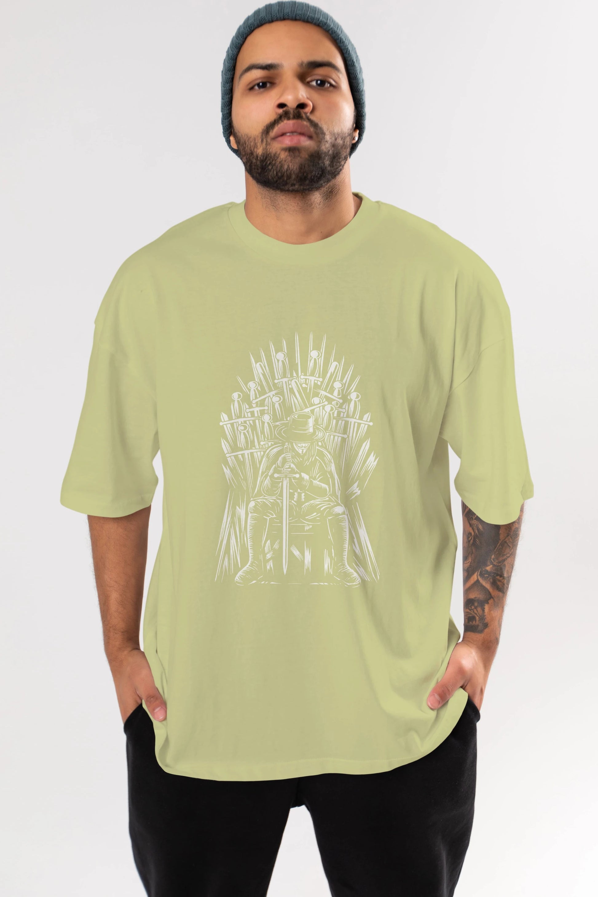 The Thrones Of Vendetta Ön Baskılı Oversize t-shirt Erkek Kadın Unisex %100 Pamuk tişort