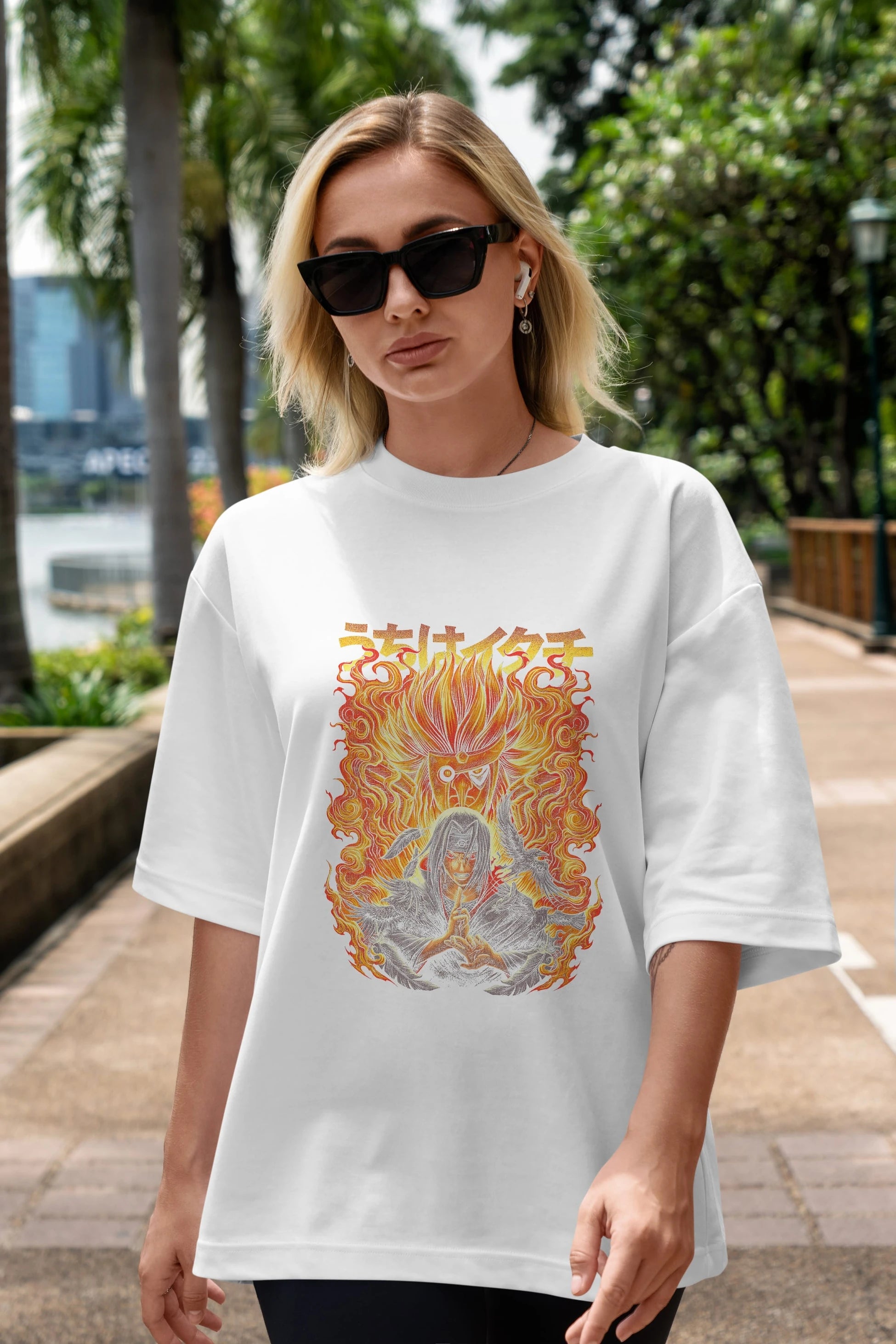 NARUTO ITACHI UCHIHA Anime Ön Baskılı Oversize t-shirt %100 pamuk Erkek Kadın Unisex