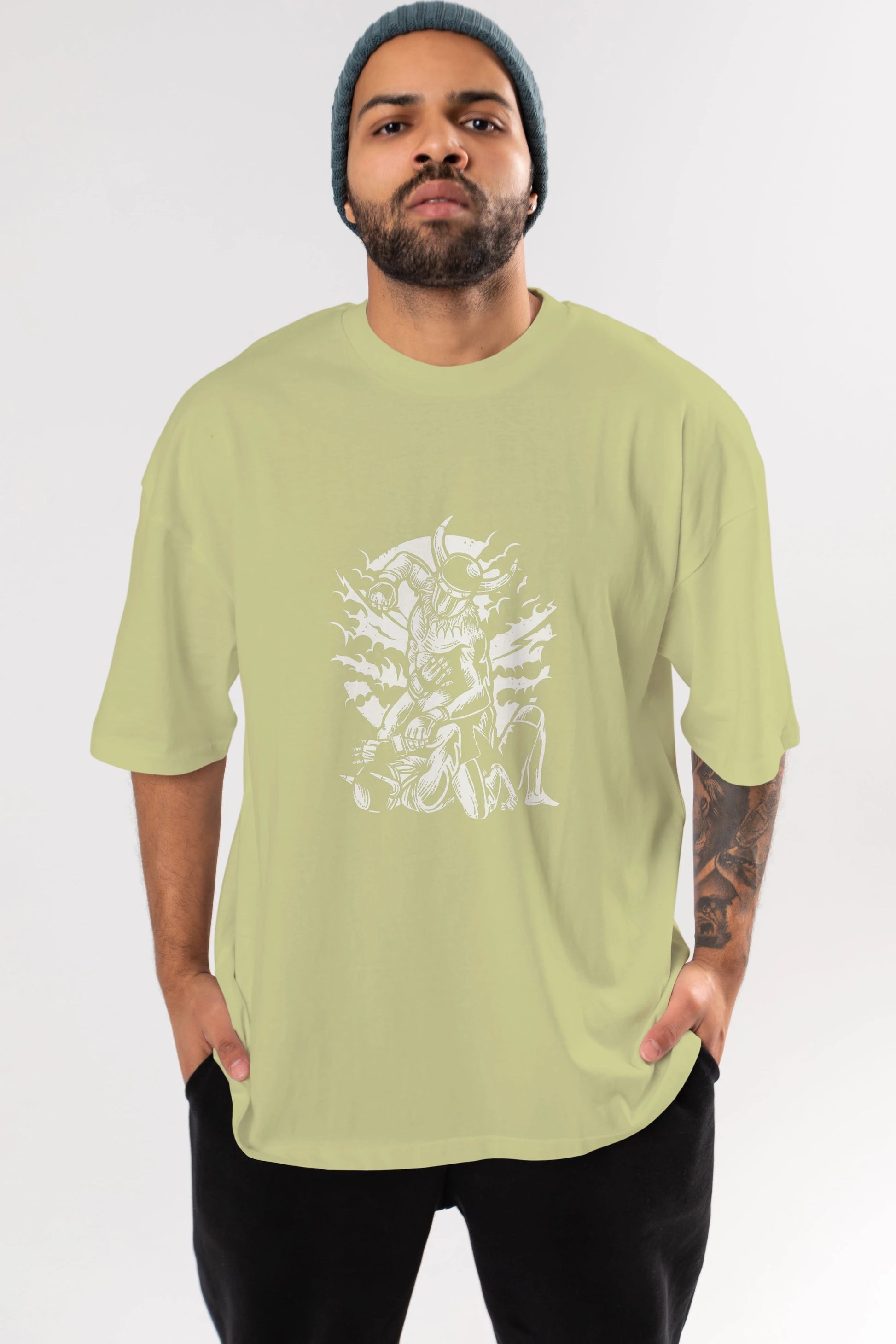 Viking MMA Fighter Ön Baskılı Oversize t-shirt Erkek Kadın Unisex %100 Pamuk tişort