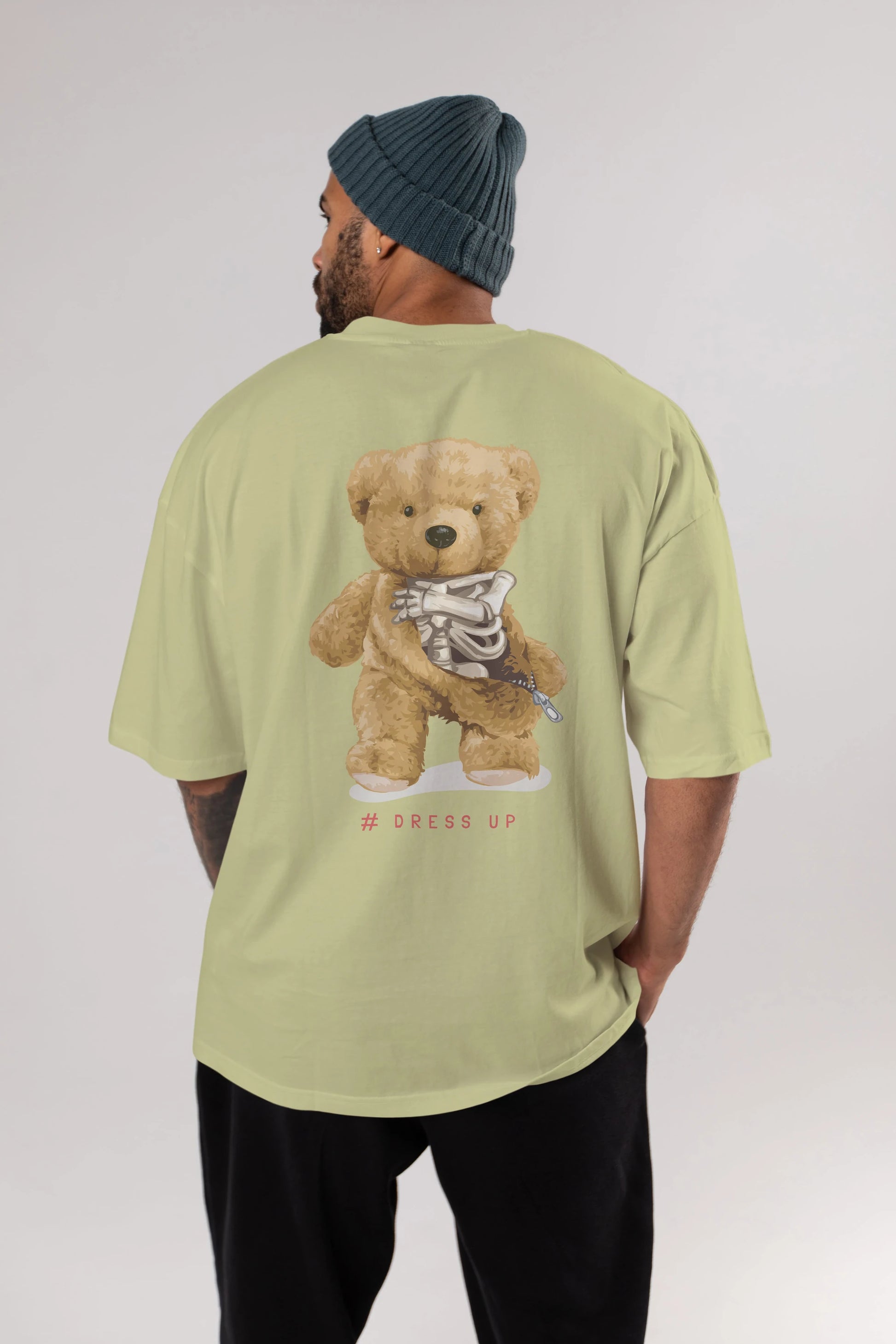 Teddy Bear Dress Up Arka Baskılı Oversize t-shirt Erkek Kadın Unisex %100 Pamuk