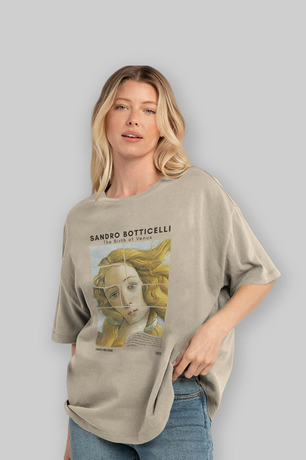 Sandro Botticelli ön Baskılı Oversize t-shirt Erkek Kadın Bisiklet Yaka Pamuk tişort