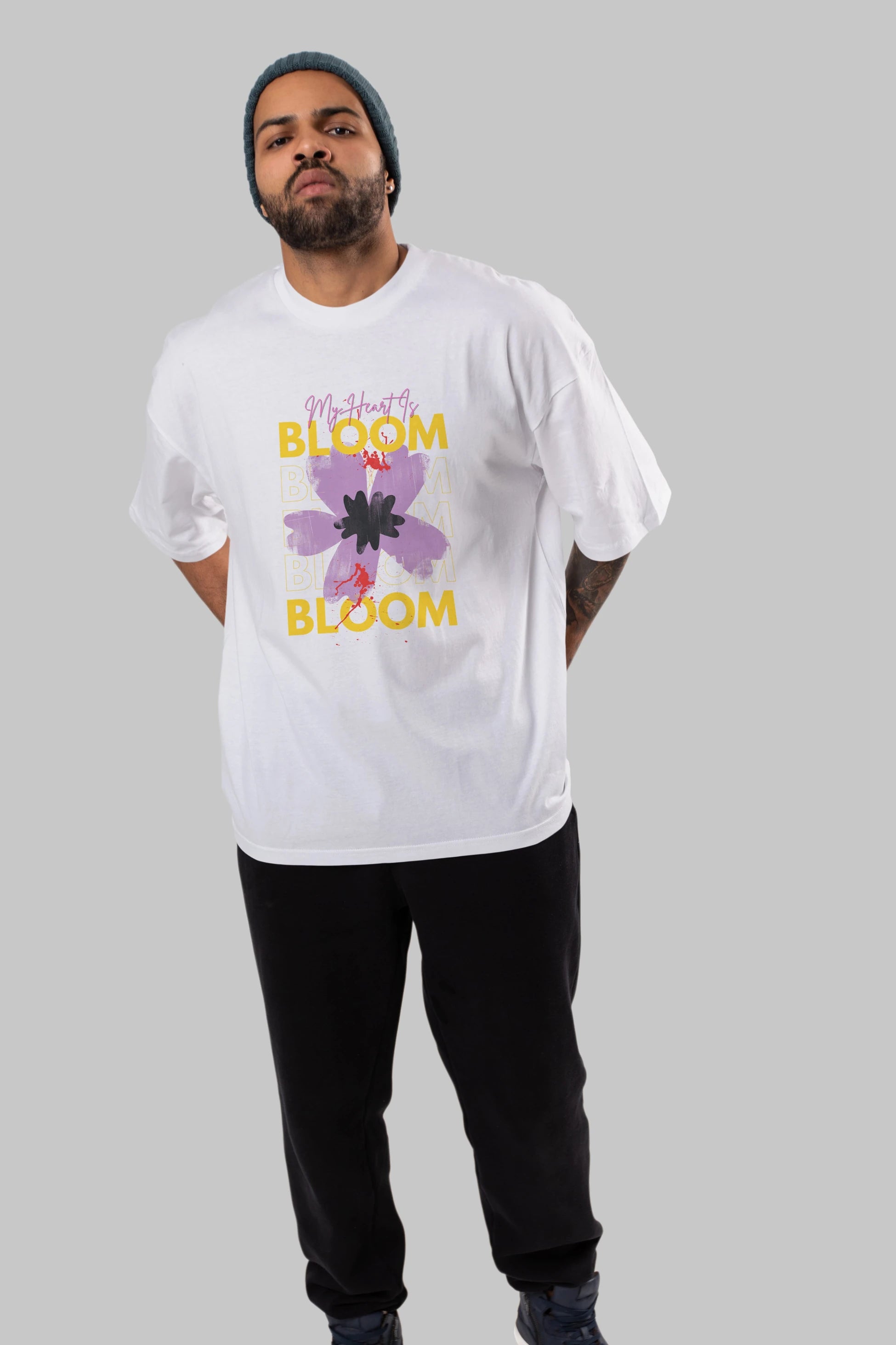 Bloom Yazılı Ön Baskılı Oversize t-shirt Erkek Kadın Unisex