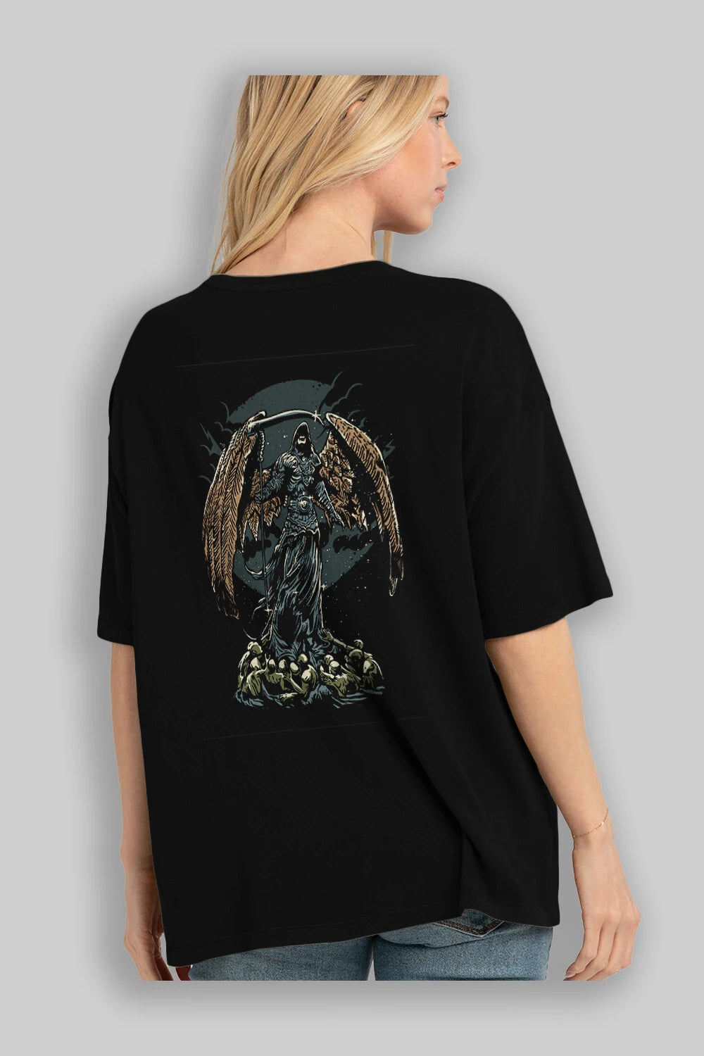 Darkness Arka Baskılı Oversize t-shirt Erkek Kadın Unisex %100 Pamuk