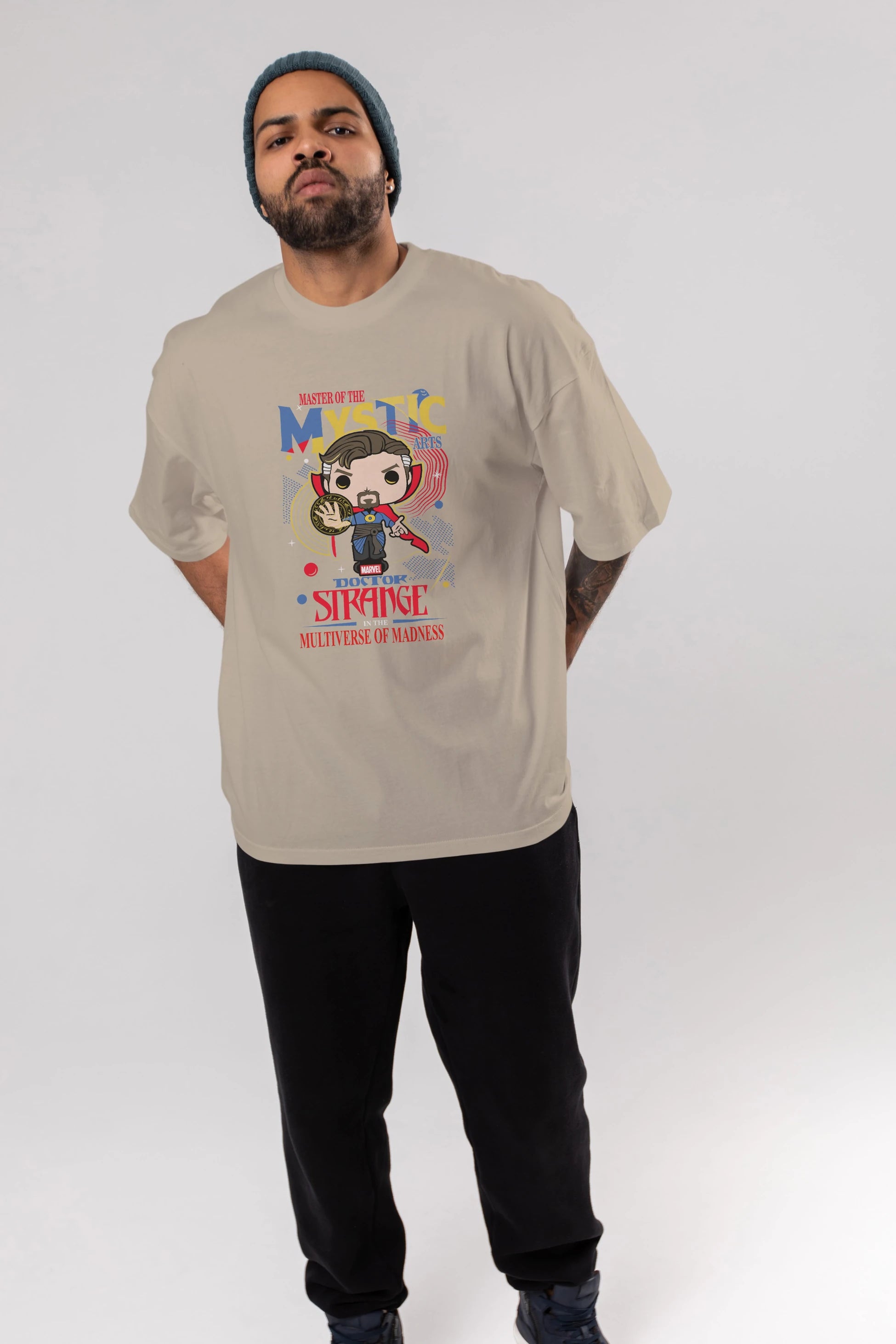 Doctor Strange Ön Baskılı Oversize t-shirt Erkek Kadın Unisex %100 Pamuk Bisiklet Yaka tişort