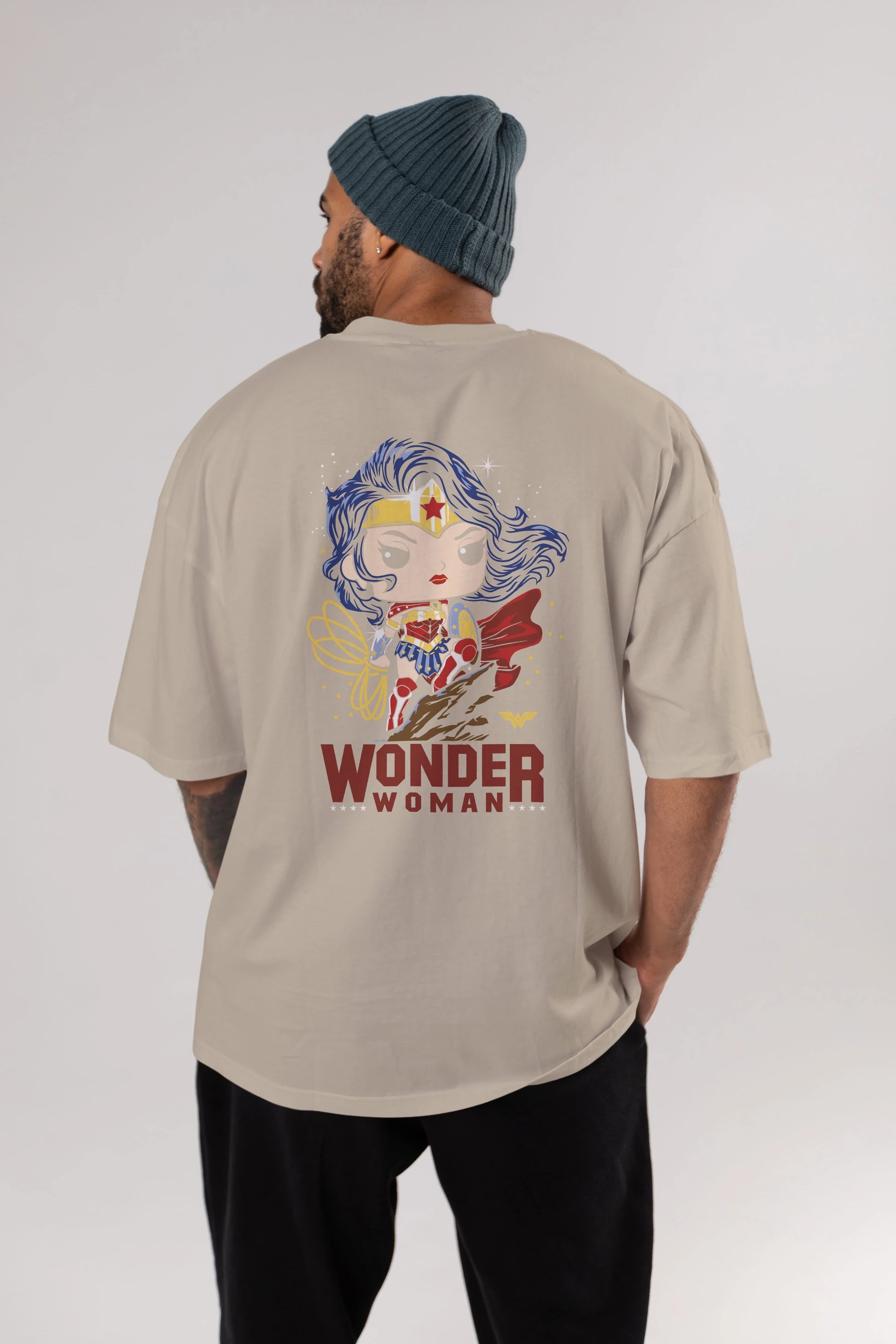 Wonder Woman (2) Arka Baskılı Oversize t-shirt Erkek Kadın Unisex %100 Pamuk Bisiklet Yaka tişort
