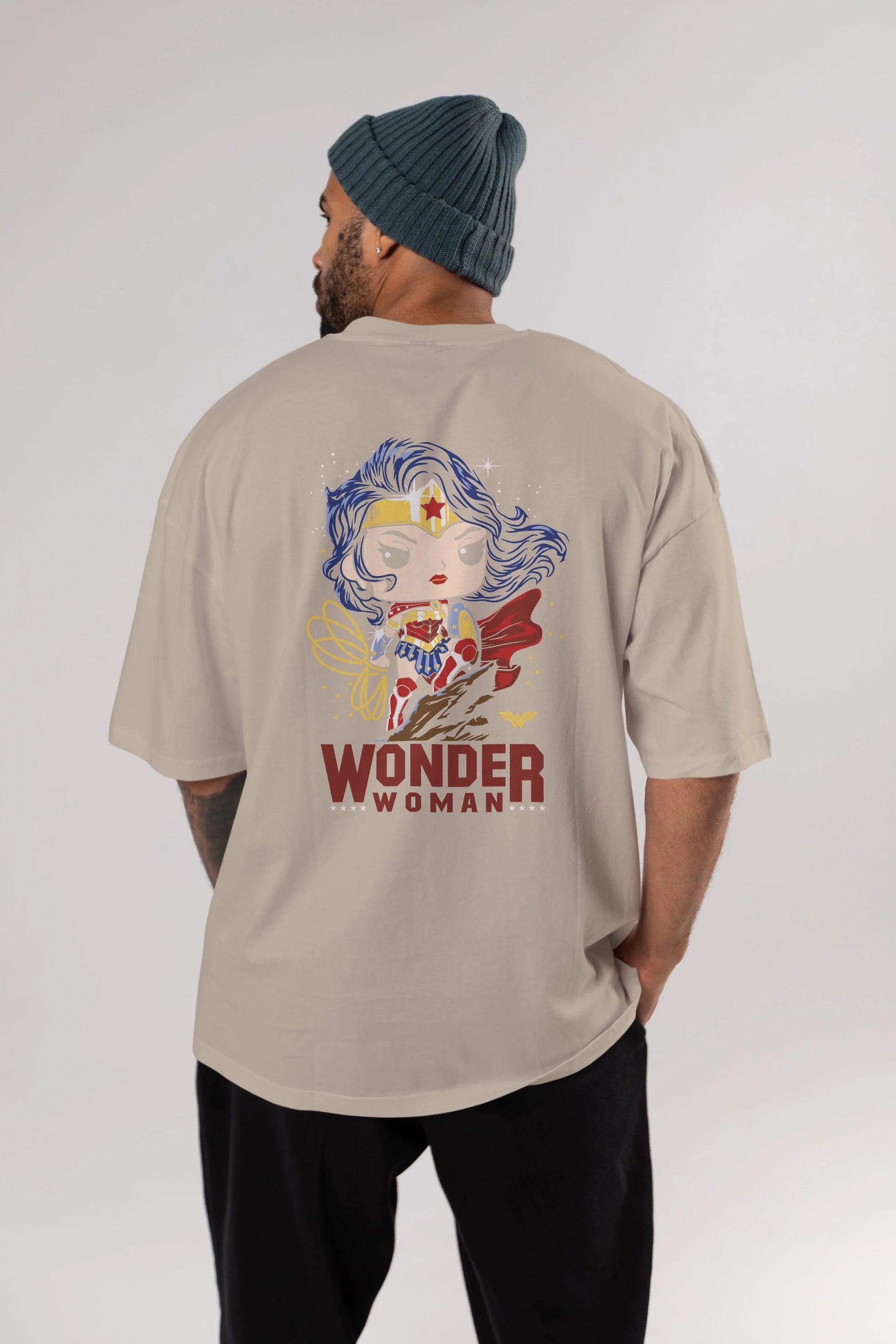 Wonder Woman (2) Arka Baskılı Oversize t-shirt Erkek Kadın Unisex %100 Pamuk Bisiklet Yaka tişort