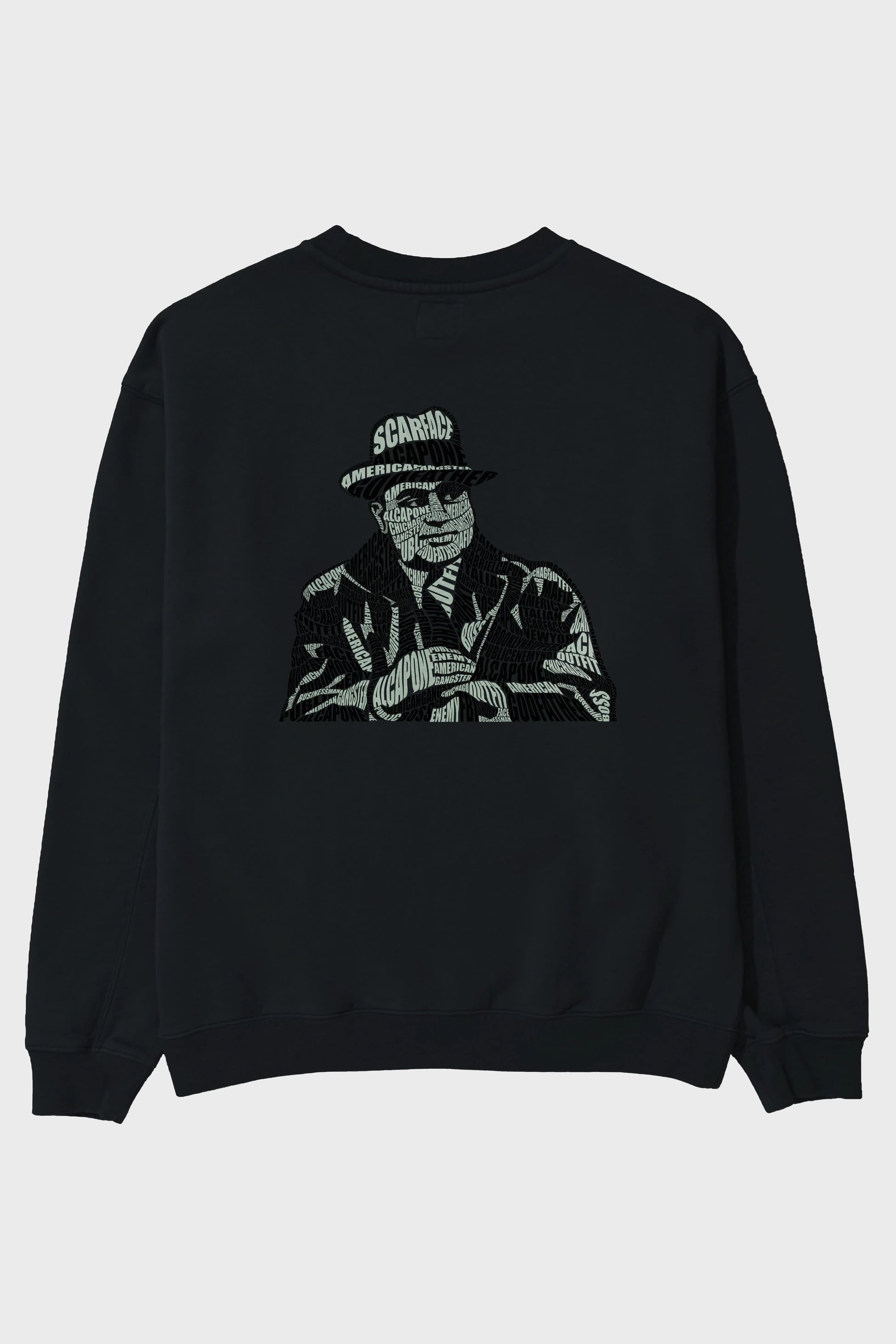 Al Capone Calligram Arka Baskılı Oversize Sweatshirt Erkek Kadın Unisex
