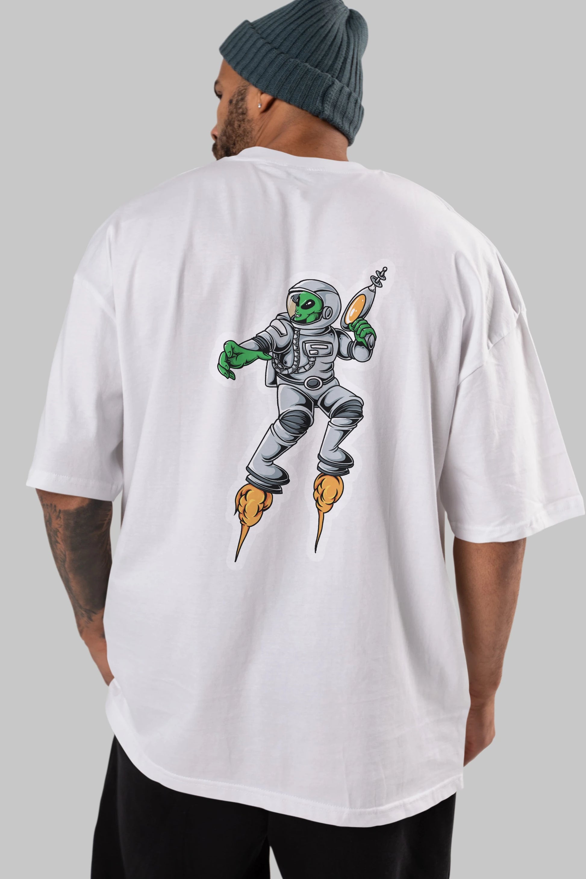 Alien Wars Sticker Arka Baskılı Oversize t-shirt Erkek Kadın Unisex