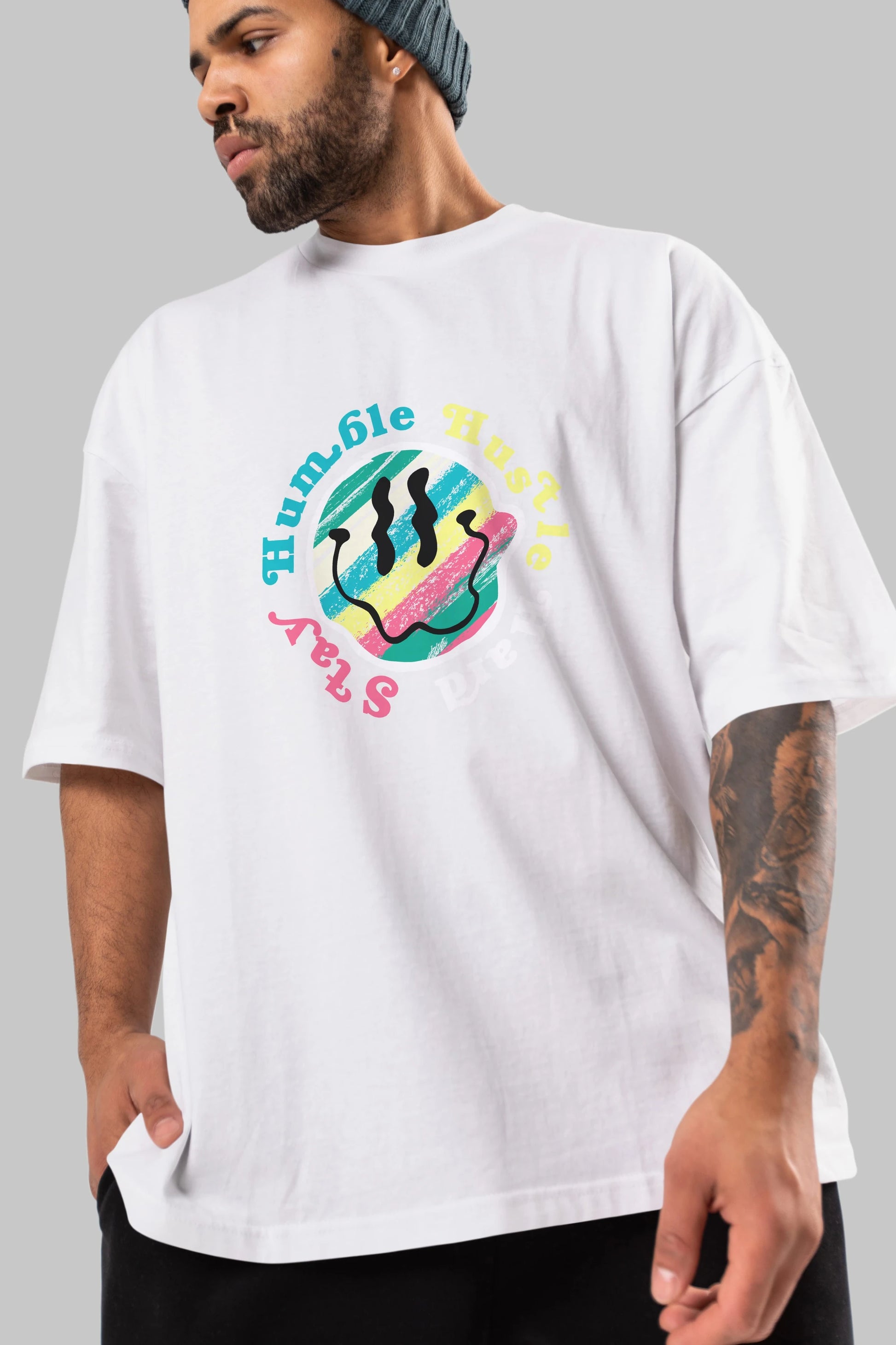 Stay Humble 2 Ön Baskılı Oversize t-shirt Erkek Kadın Unisex