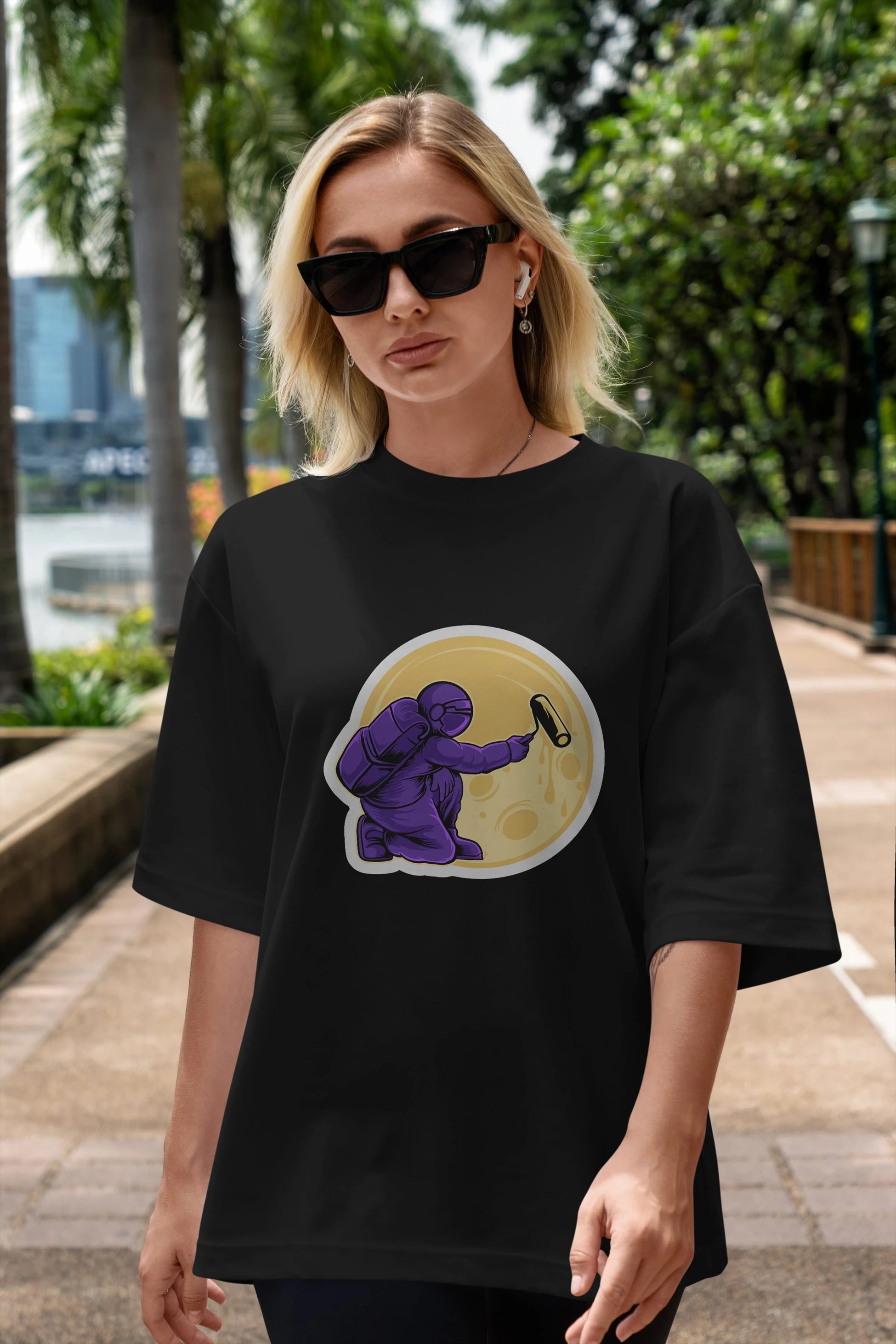 Astropaint Sticker Ön Baskılı Oversize t-shirt Erkek Kadın Unisex