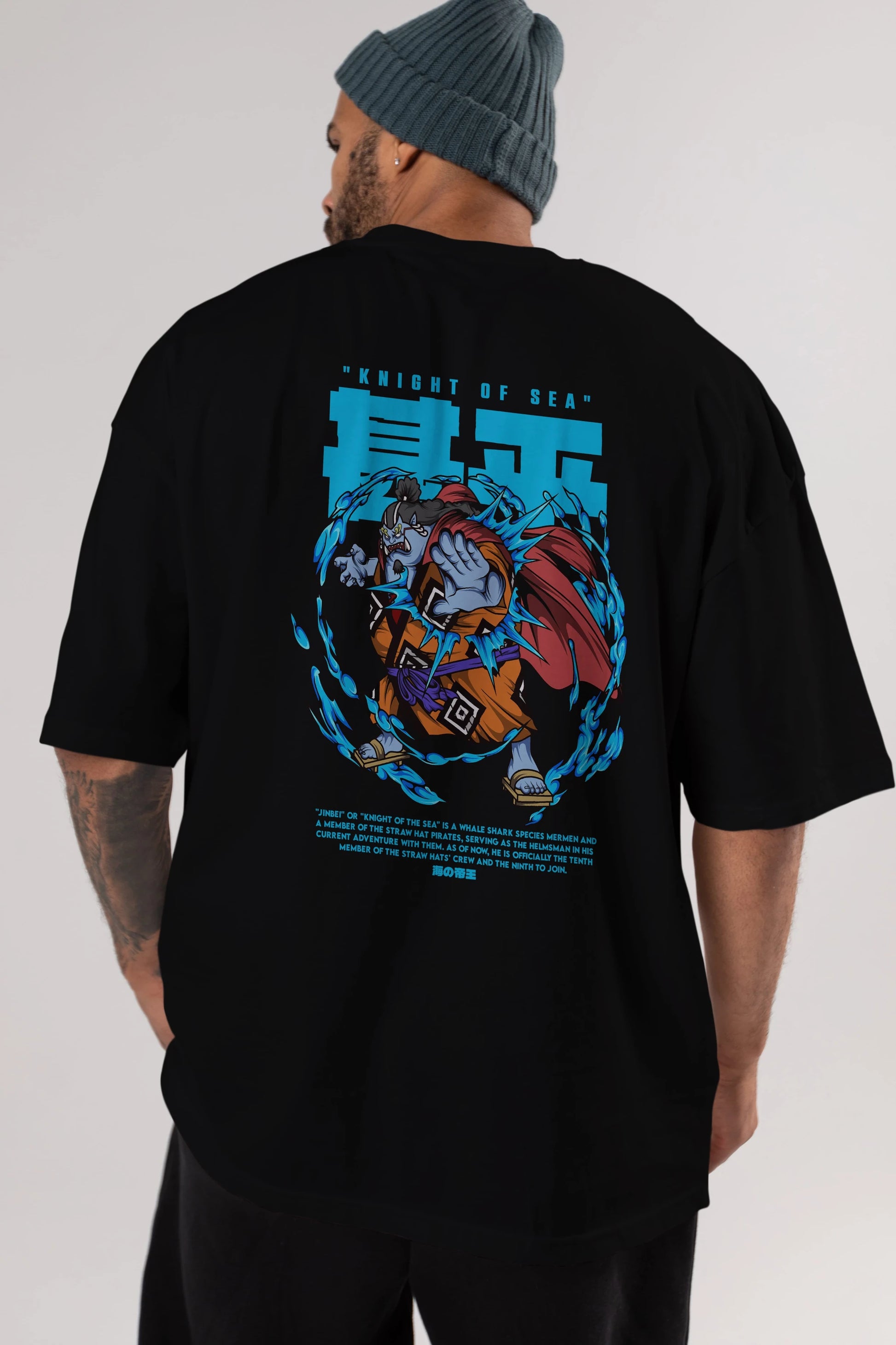 Jinbei Anime Arka Baskılı Oversize t-shirt Erkek Kadın Unisex