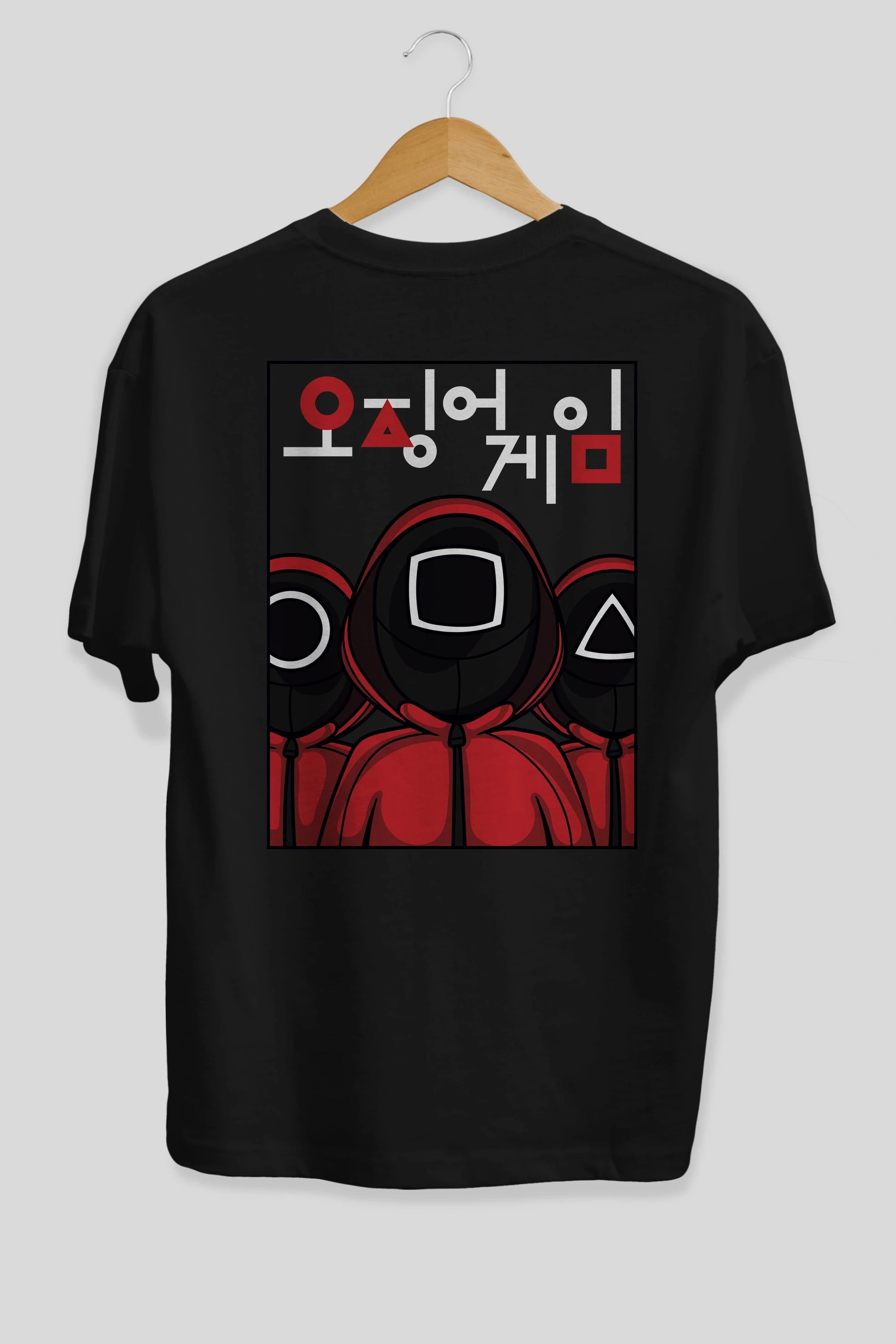 Squid Game (7) Arka Baskılı Oversize t-shirt Erkek Kadın Unisex %100 Pamuk Bisiklet Yaka tişort