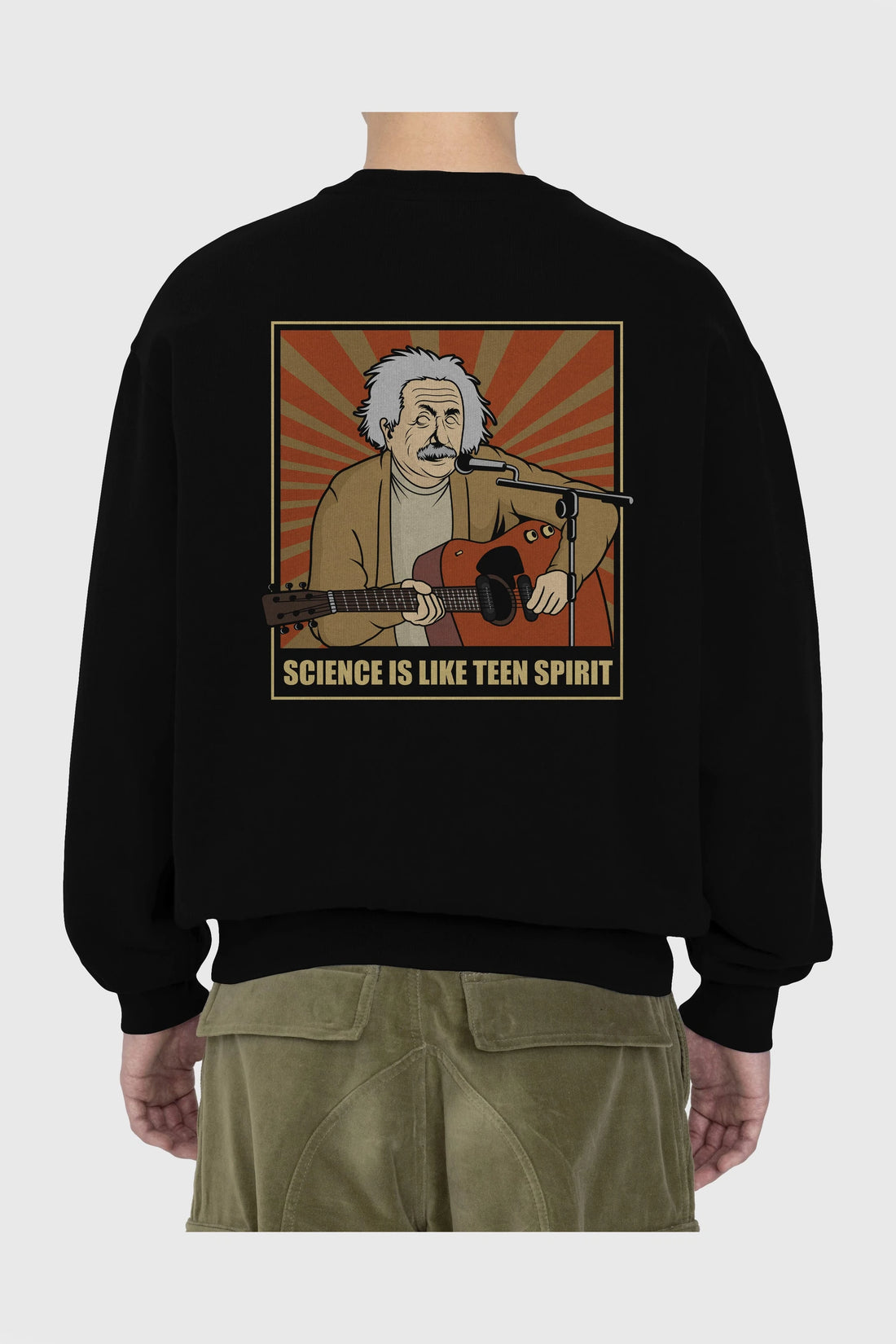 Kurt Einstein Arka Baskılı Oversize Sweatshirt Erkek Kadın Unisex