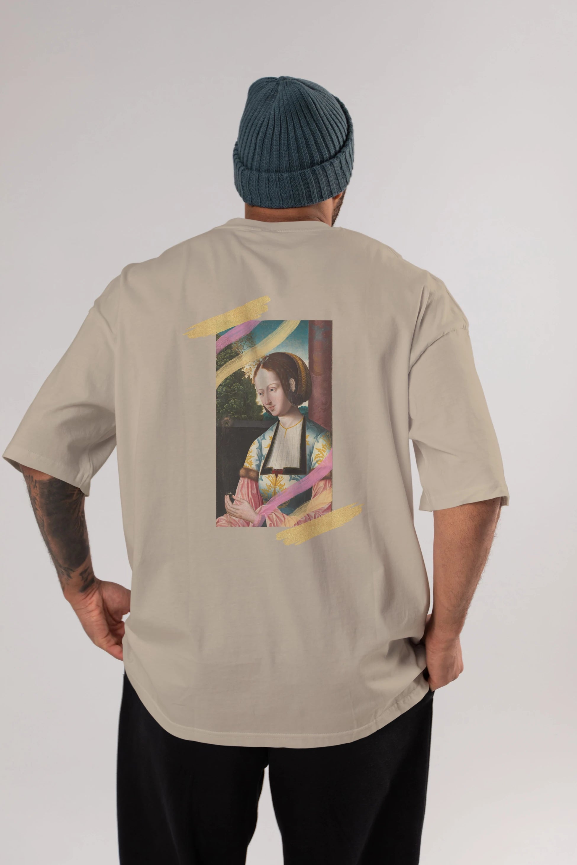 Woman Portrait Arka Baskılı Oversize t-shirt Erkek Kadın Unisex