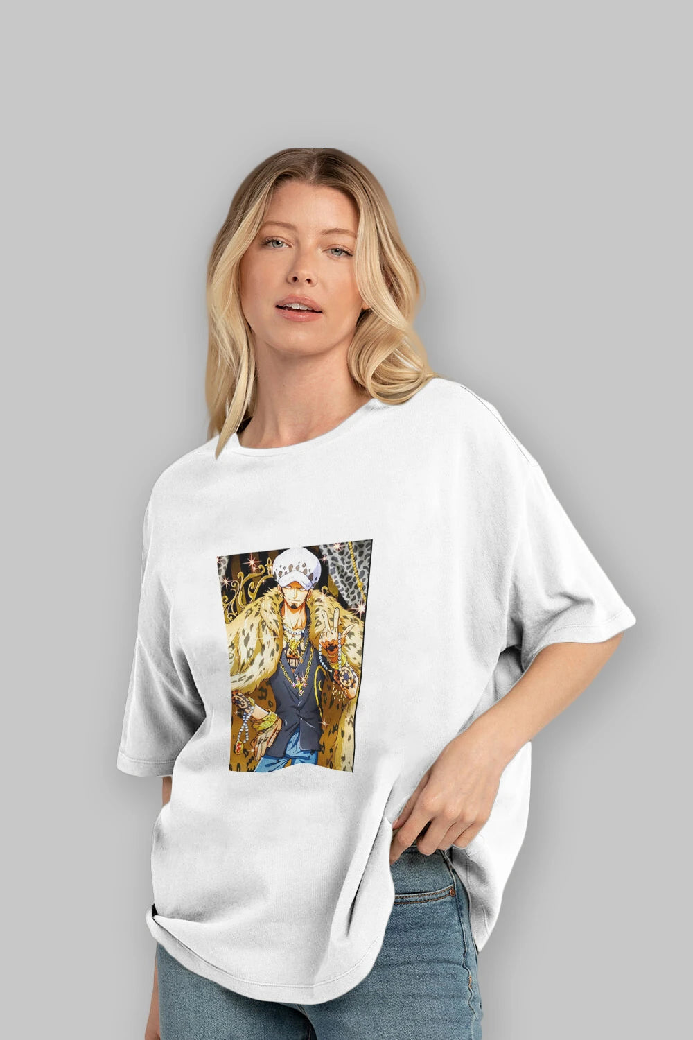 Trafalgar D. Water Law 2 Anime Ön Baskılı Oversize t-shirt Erkek Kadın Unisex