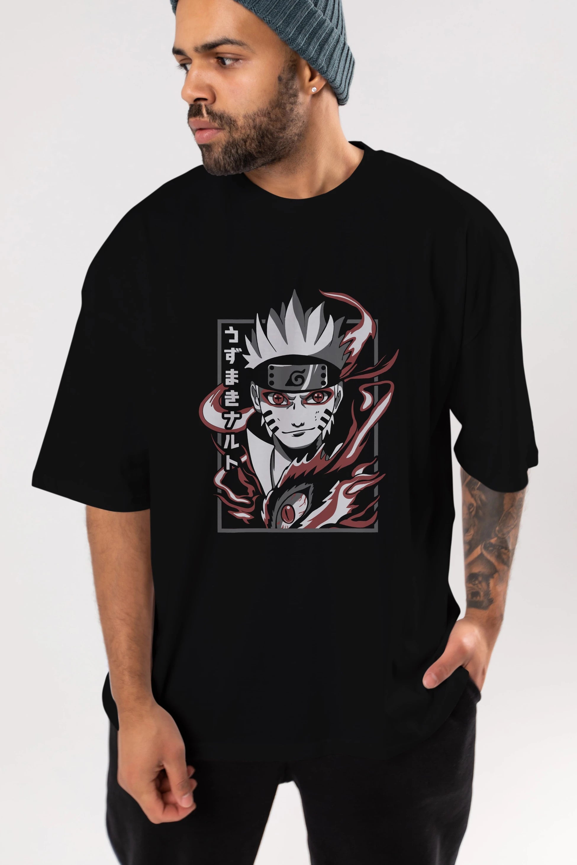 NarutoMod Anime Ön Baskılı Oversize t-shirt %100 pamuk Erkek Kadın Unisex