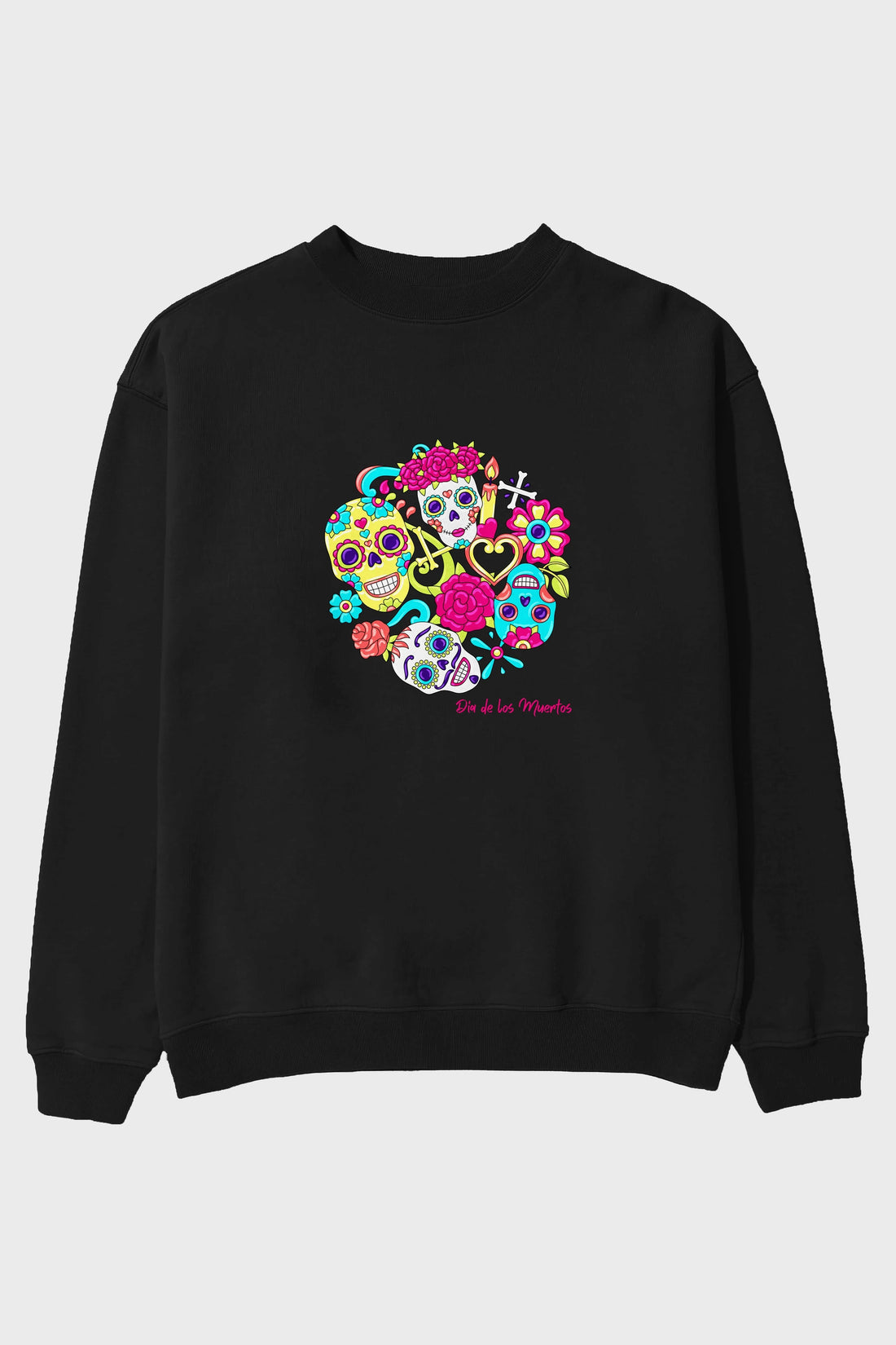Dia de los Muertos Ön Baskılı Oversize Sweatshirt Erkek Kadın Unisex