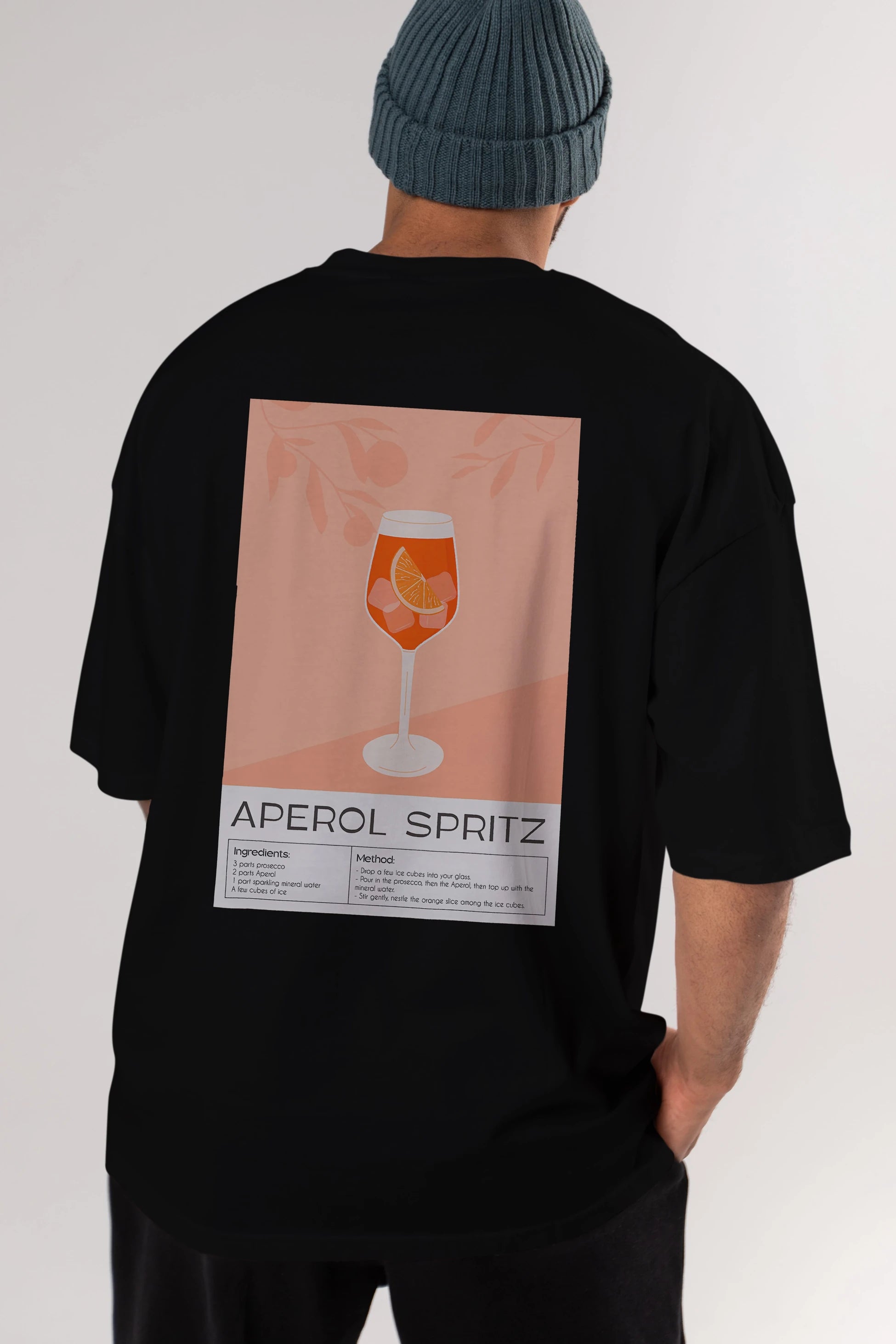 Aperol Spritz 7 Arka Baskılı Oversize t-shirt Erkek Kadın Unisex %100 Pamuk Bisiklet Yaka tişort