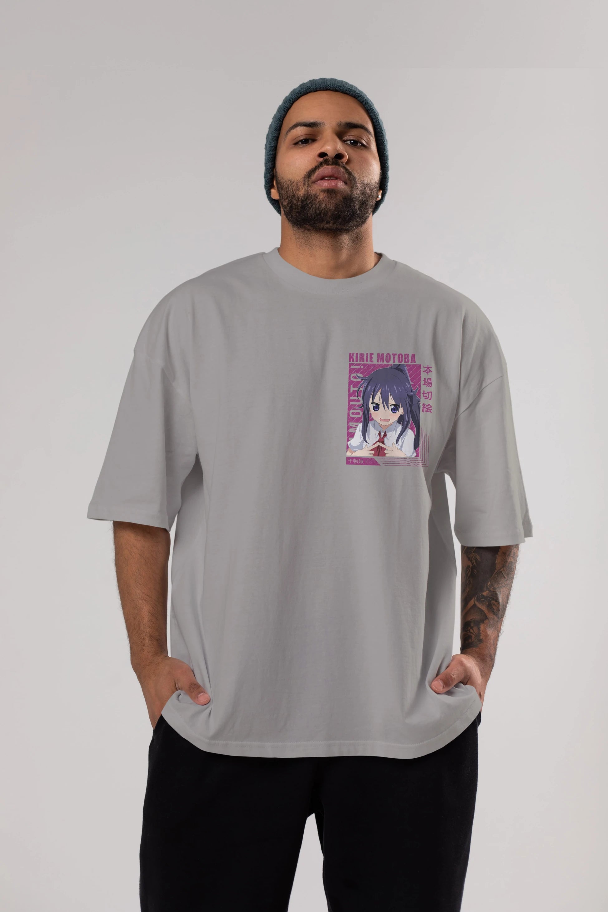 Kirie Motoba 4 Ön Sol Baskılı Oversize t-shirt Erkek Kadın Unisex %100 Pamuk Bisiklet Yaka tişort