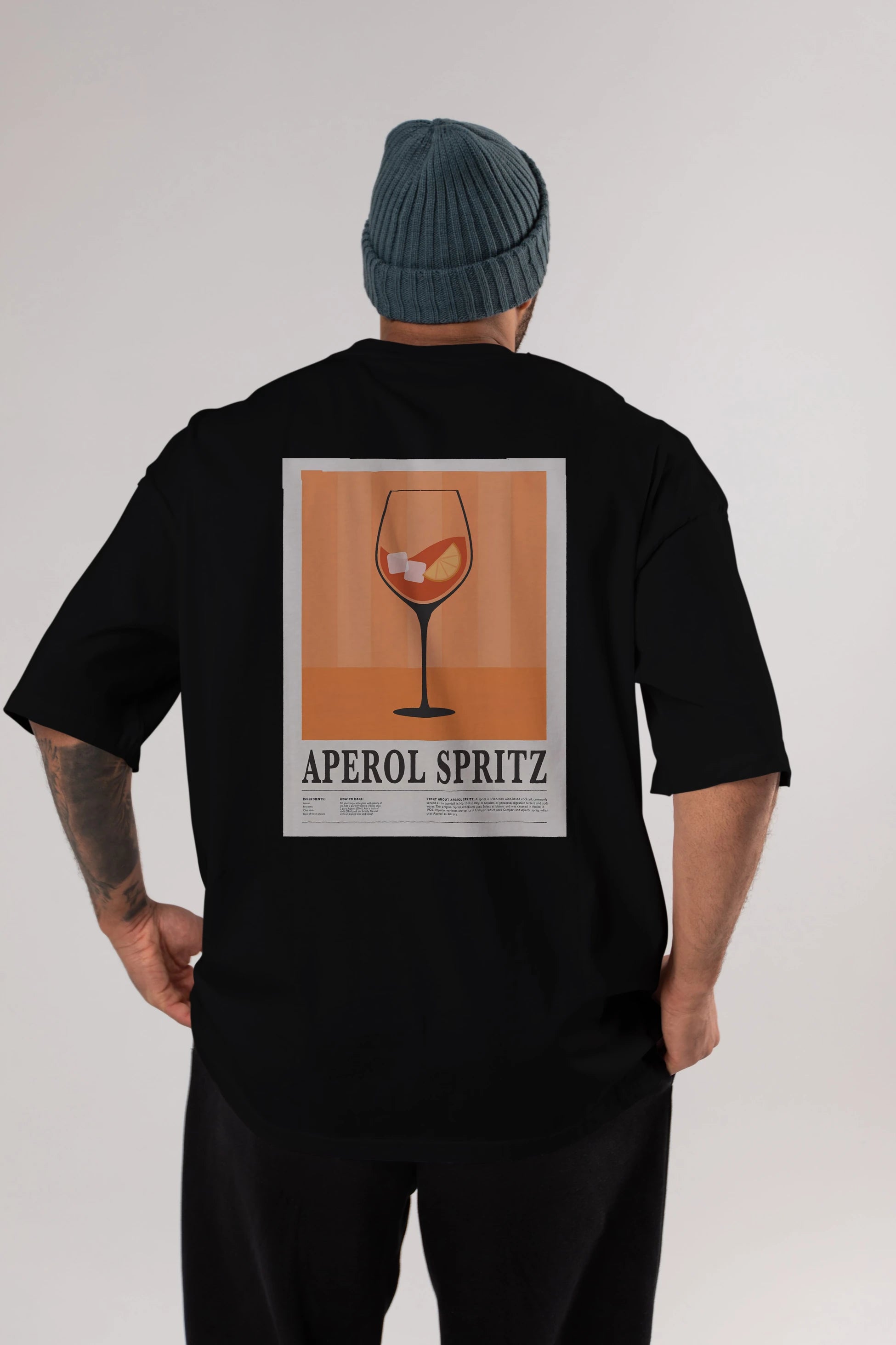 Aperol Spritz 8 Arka Baskılı Oversize t-shirt Erkek Kadın Unisex %100 Pamuk Bisiklet Yaka tişort