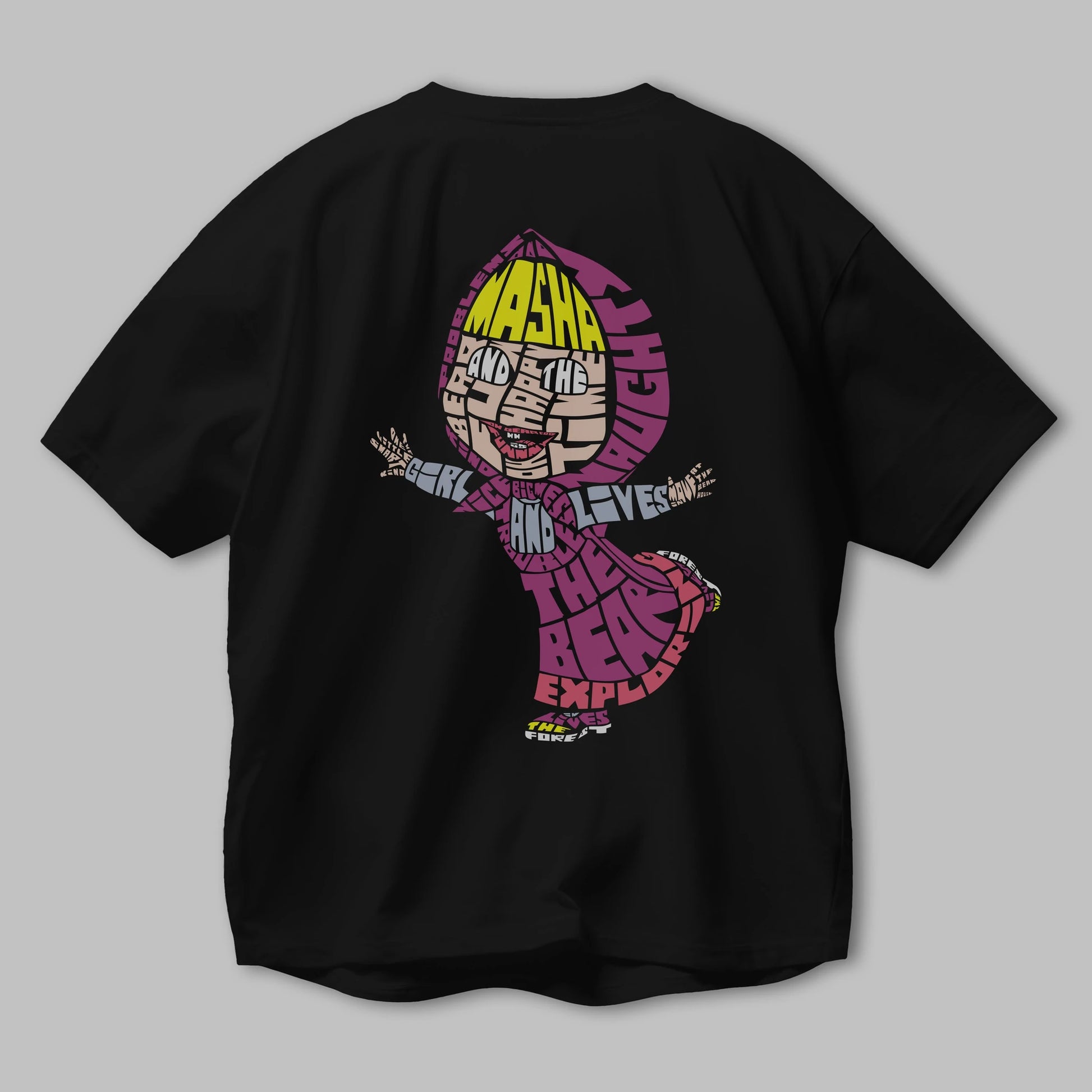 Masha And The Bear Arka Baskılı Oversize t-shirt %100 pamuk Erkek Kadın Unisex