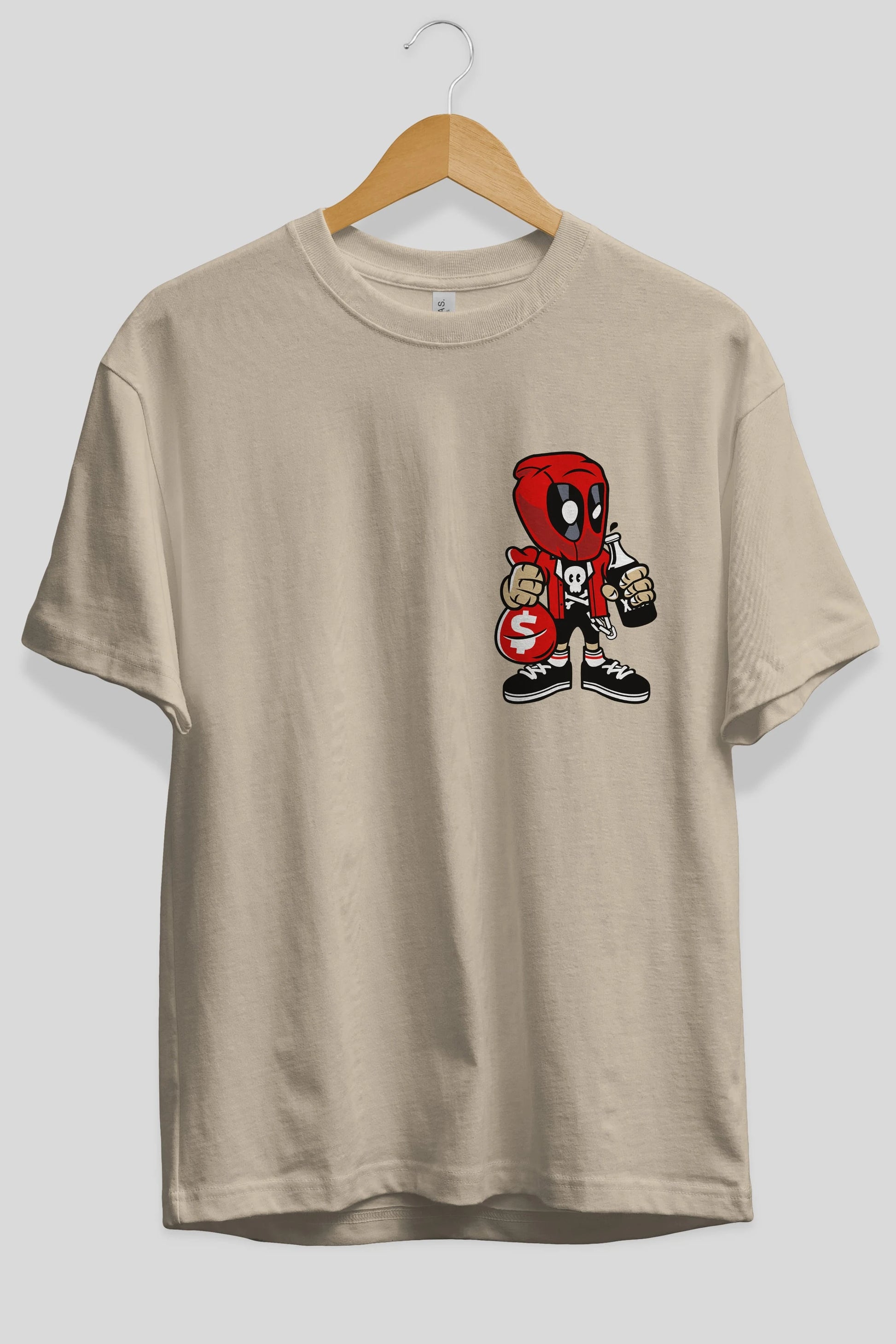 Deadpool (20) Ön Sol Baskılı Oversize t-shirt Erkek Kadın Unisex %100 Pamuk Bisiklet Yaka tişort