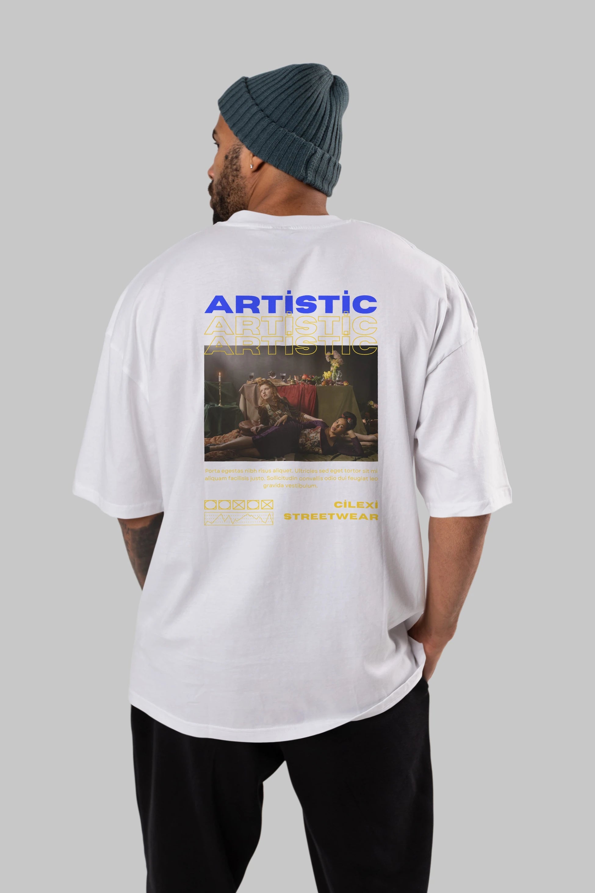Artistic Yazılı Streetwear Arka Baskılı Oversize t-shirt Erkek Kadın Unisex