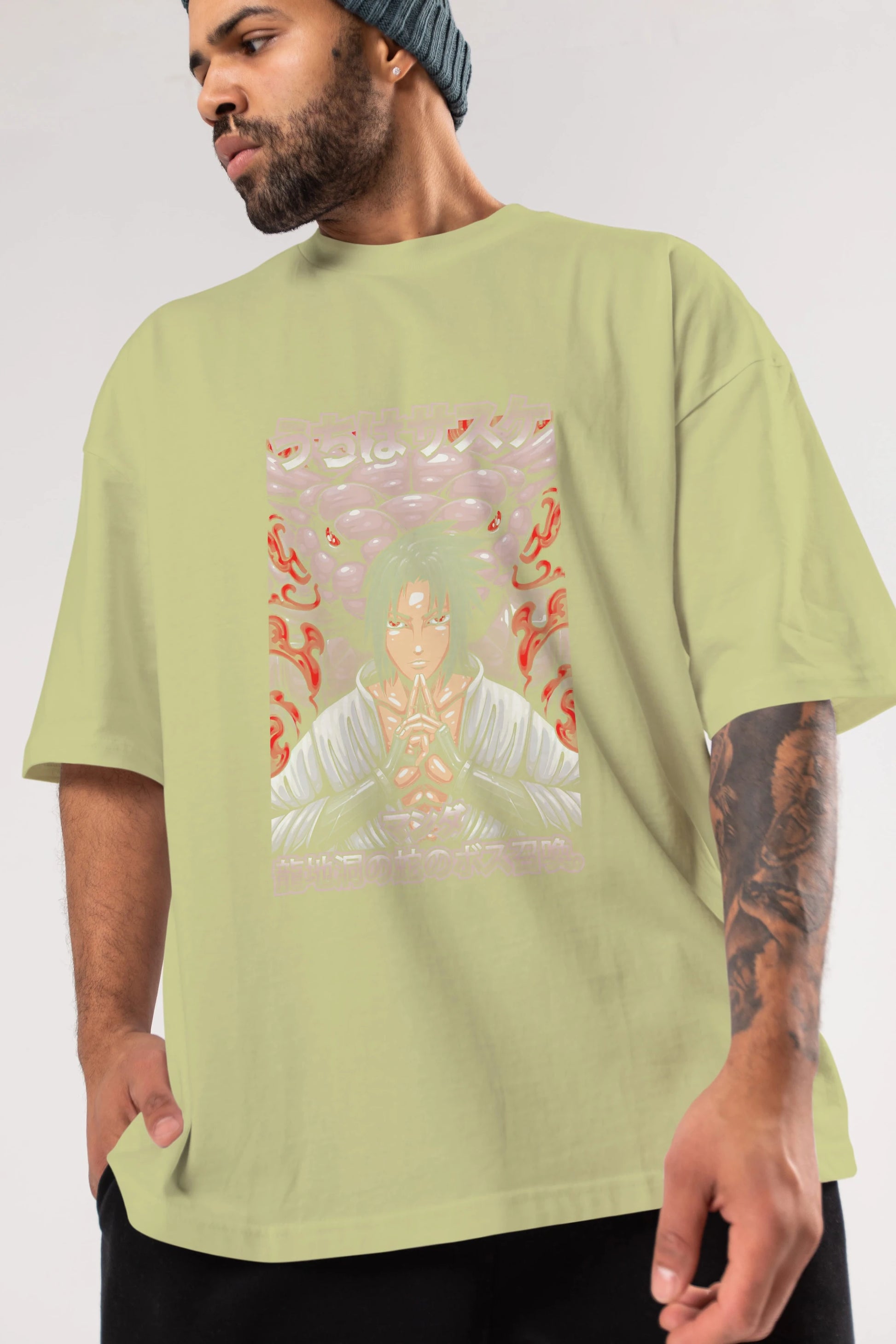 NARUTO SASUKE UCHIHA Anime Ön Baskılı Oversize t-shirt %100 pamuk Erkek Kadın Unisex